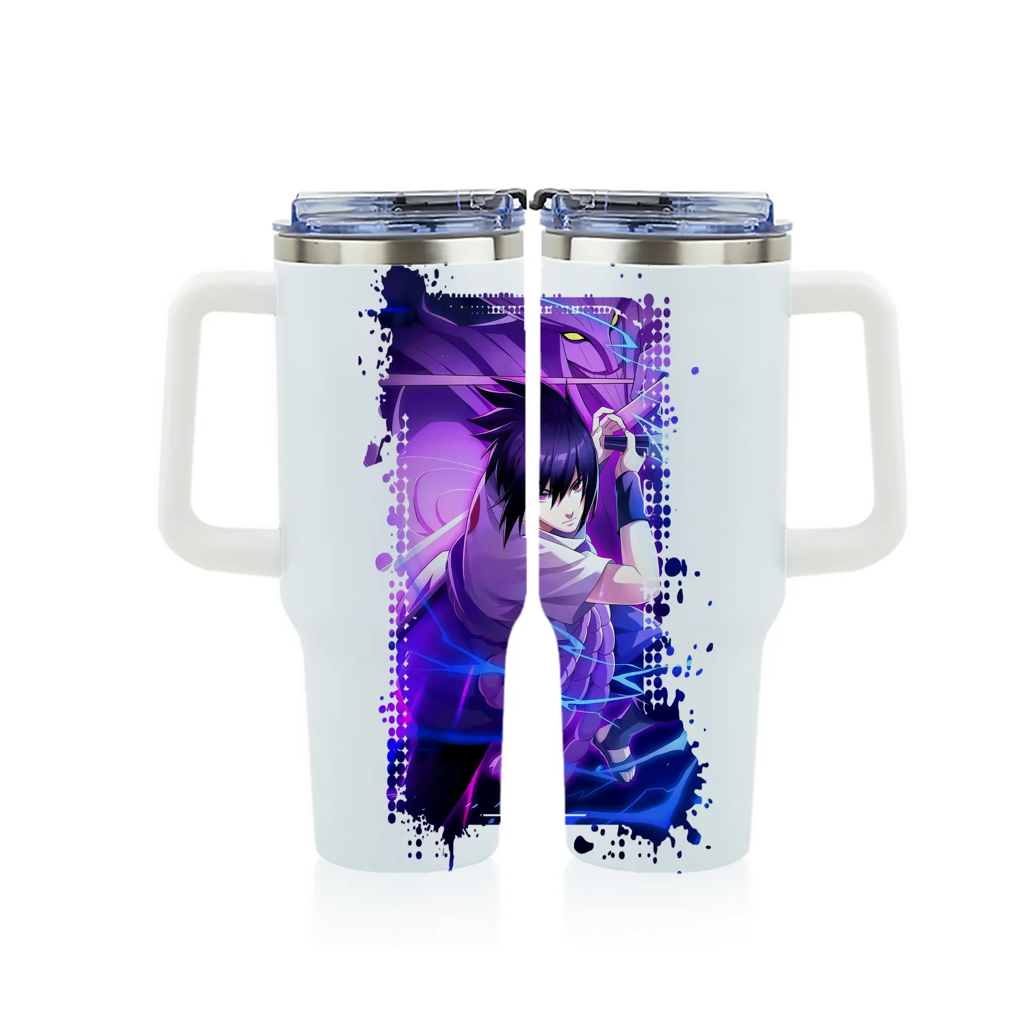 ナルト グッズ うちは サスケ - 1200mL フルプリント車用タンブラー ・ 304ステンレス 内側 ・ 201ステンレス 外側 ・ 保温 保冷 ・ 通勤 ドライブ アウトドア用