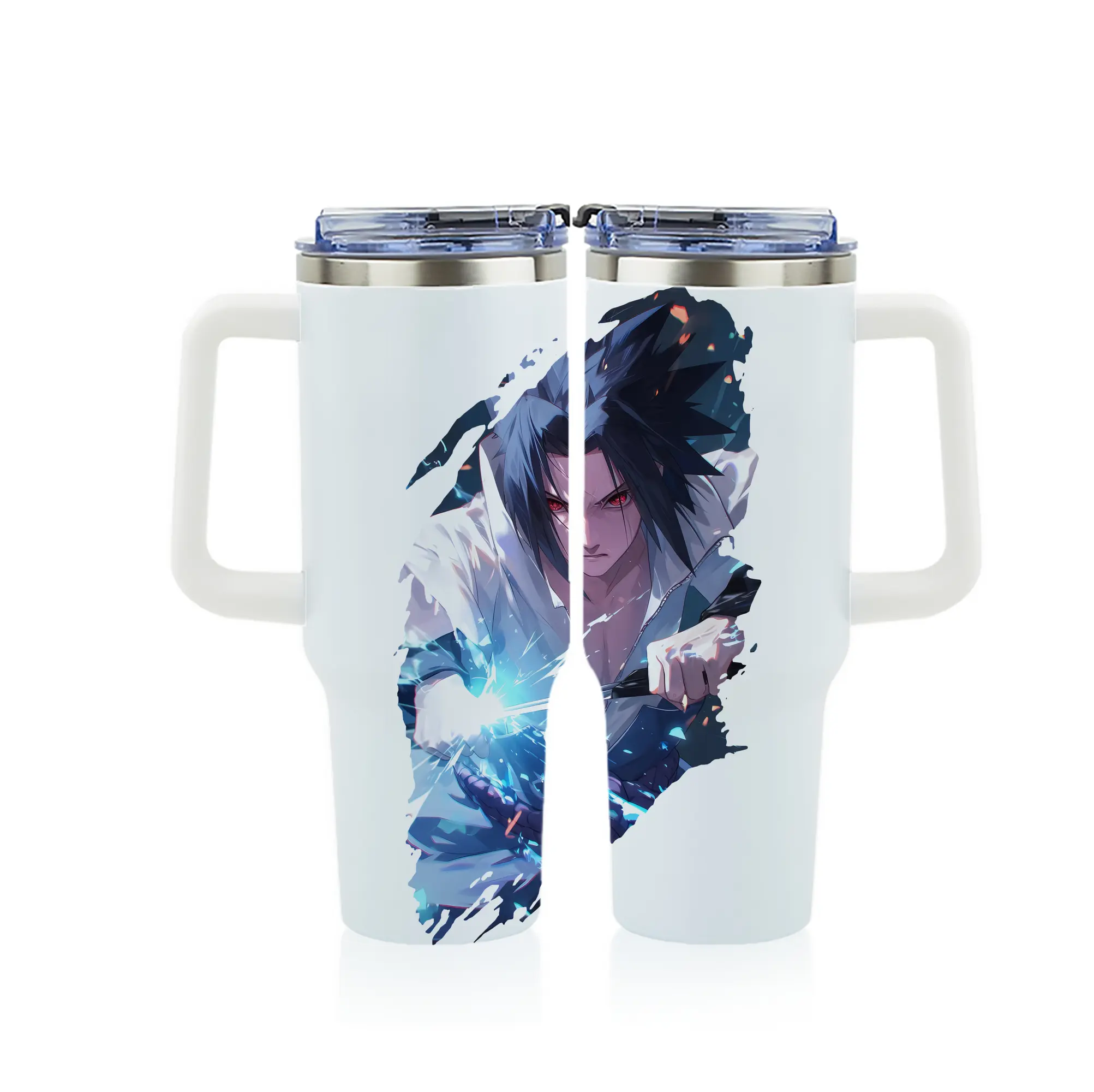 ナルト グッズ うちは サスケ - 1200mL フルプリント車用タンブラー ・ 304ステンレス 内側 ・ 201ステンレス 外側 ・ 保温 保冷 ・ 通勤 ドライブ アウトドア用