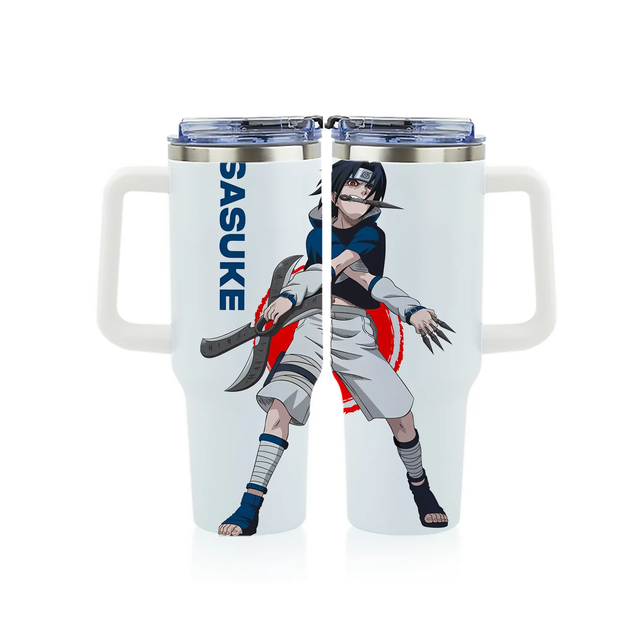 ナルト グッズ うちは サスケ - 1200mL フルプリント車用タンブラー ・ 304ステンレス 内側 ・ 201ステンレス 外側 ・ 保温 保冷 ・ 通勤 ドライブ アウトドア用