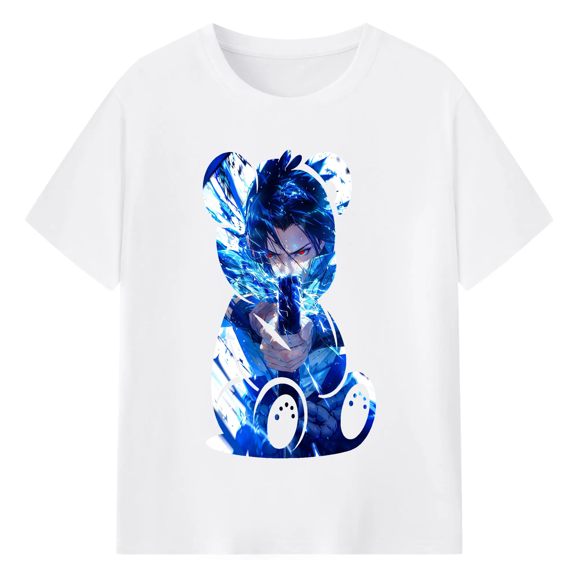 ナルト グッズ うちは サスケ - 綿100％ 半袖Tシャツ ・ フロントプリント ・ 快適 通気性 ・ 日常使い 散歩 スポーツ用