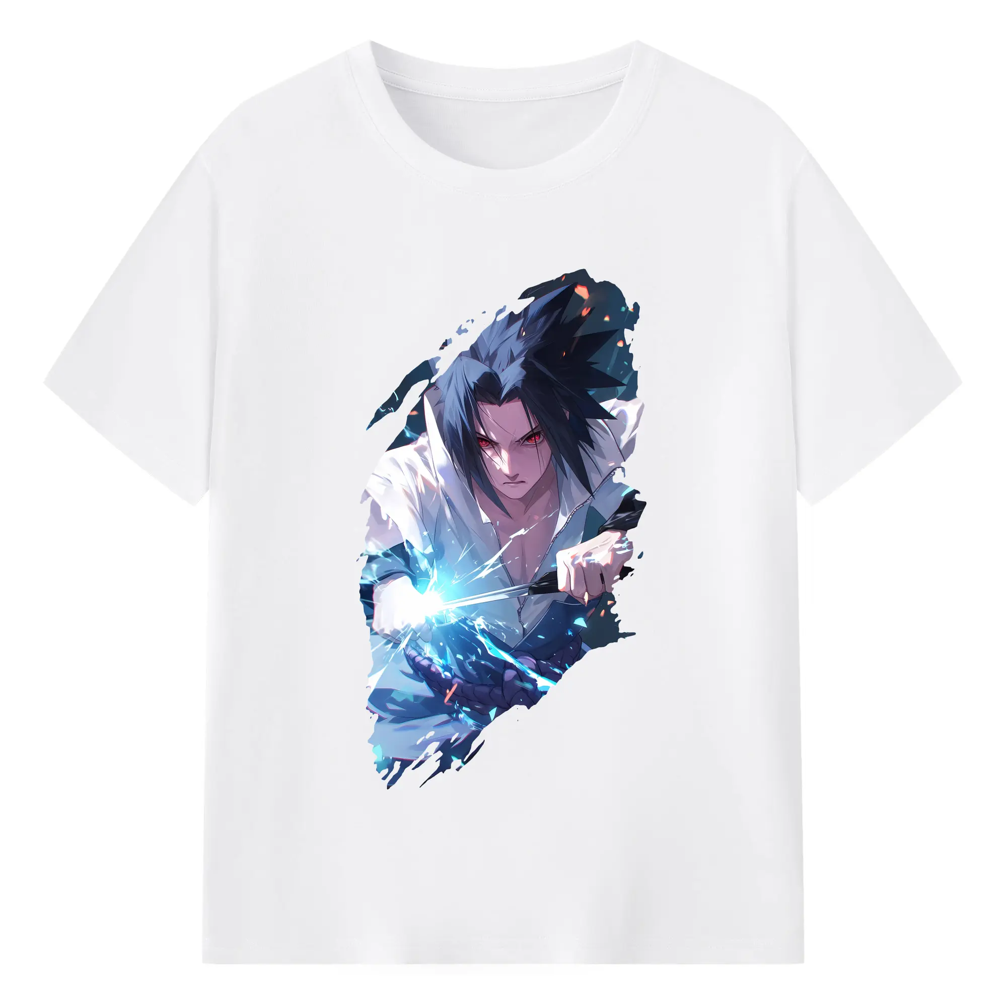 ナルト グッズ うちは サスケ - 綿100％ 半袖Tシャツ ・ フロントプリント ・ 快適 通気性 ・ 日常使い 散歩 スポーツ用