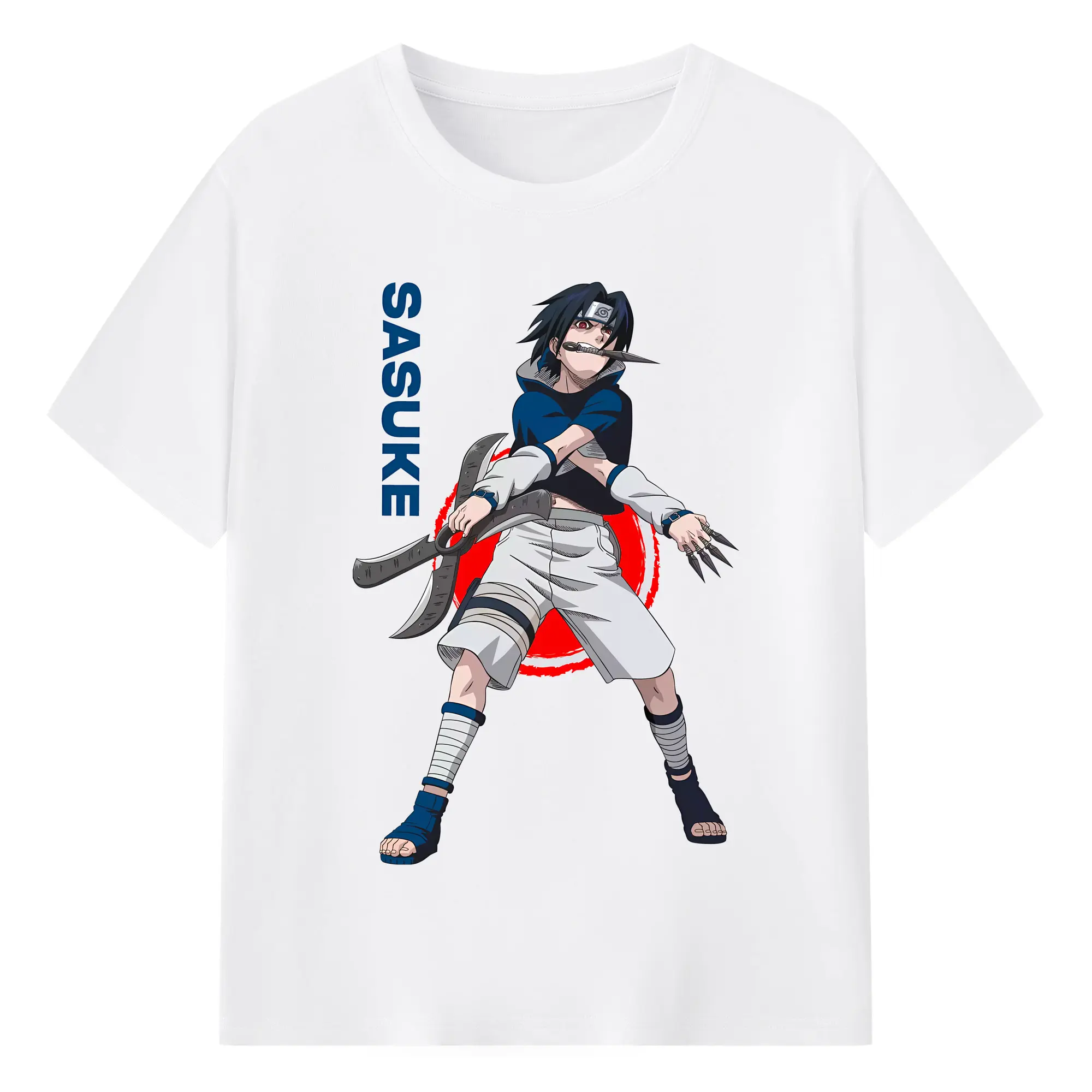 ナルト グッズ うちは サスケ - 綿100％ 半袖Tシャツ ・ フロントプリント ・ 快適 通気性 ・ 日常使い 散歩 スポーツ用