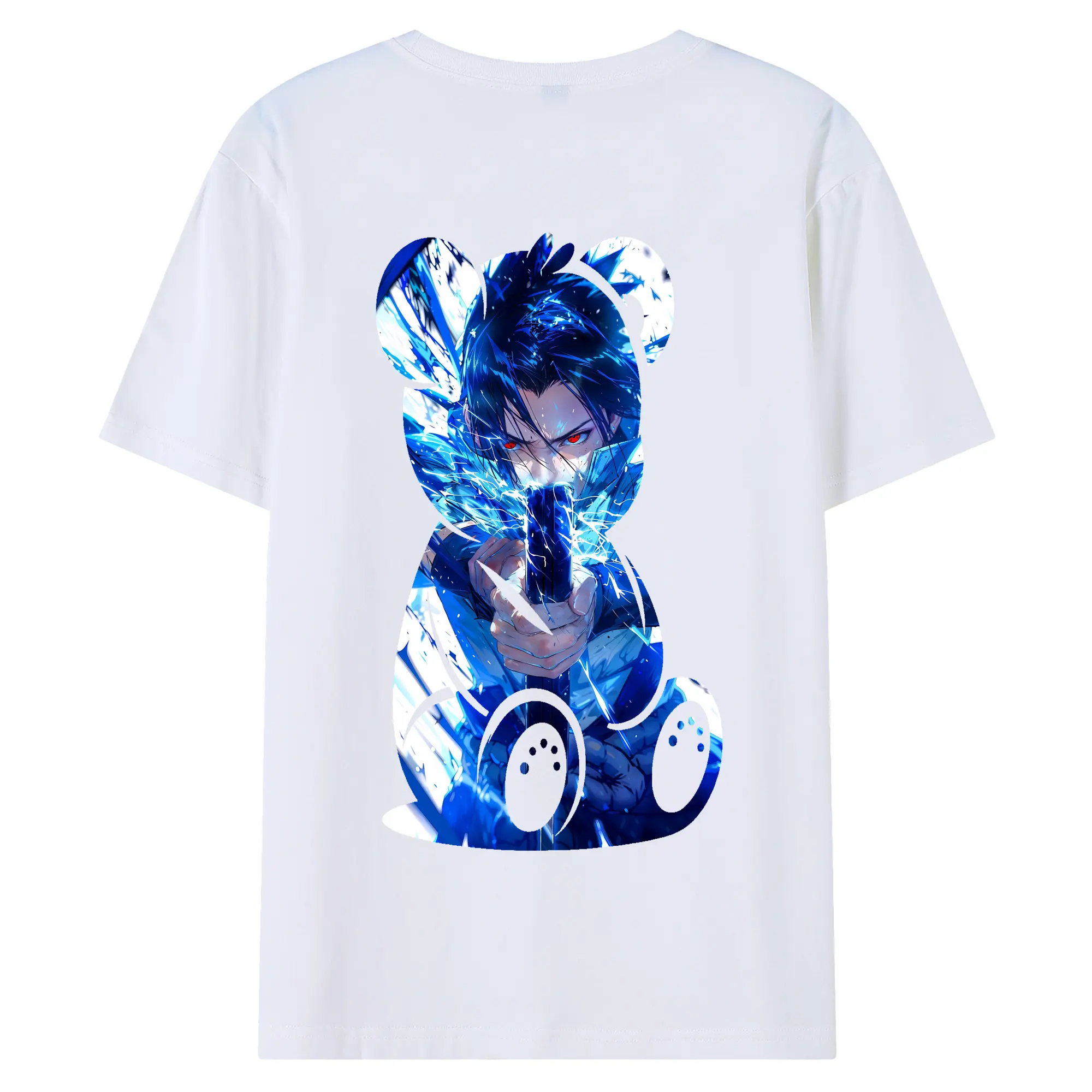 ナルト グッズ うちは サスケ - 綿100％ 半袖Tシャツ ・ バックプリント ・ 快適 通気性 ・ 日常使い 散歩 スポーツ用