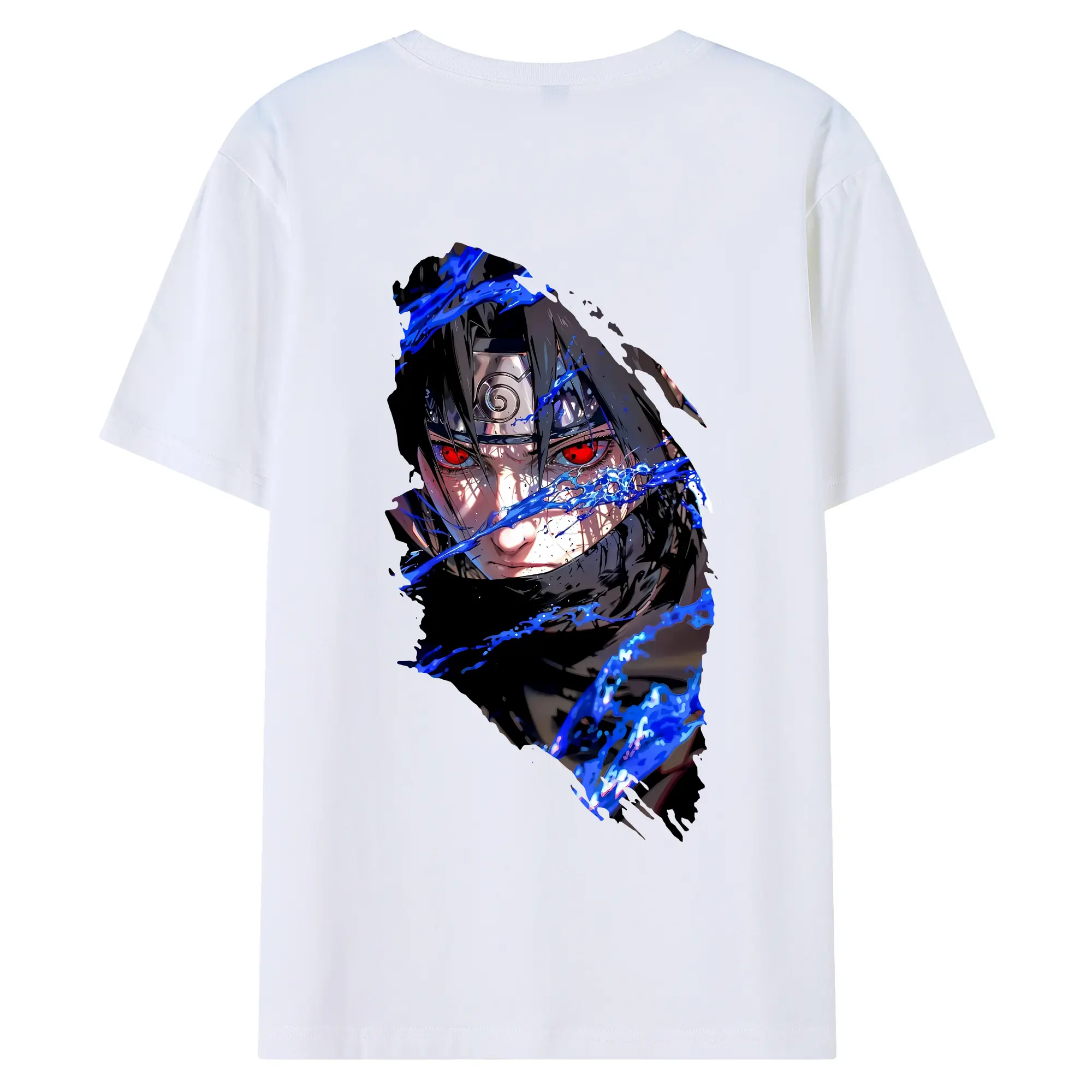 ナルト グッズ うちは サスケ - 綿100％ 半袖Tシャツ ・ バックプリント ・ 快適 通気性 ・ 日常使い 散歩 スポーツ用