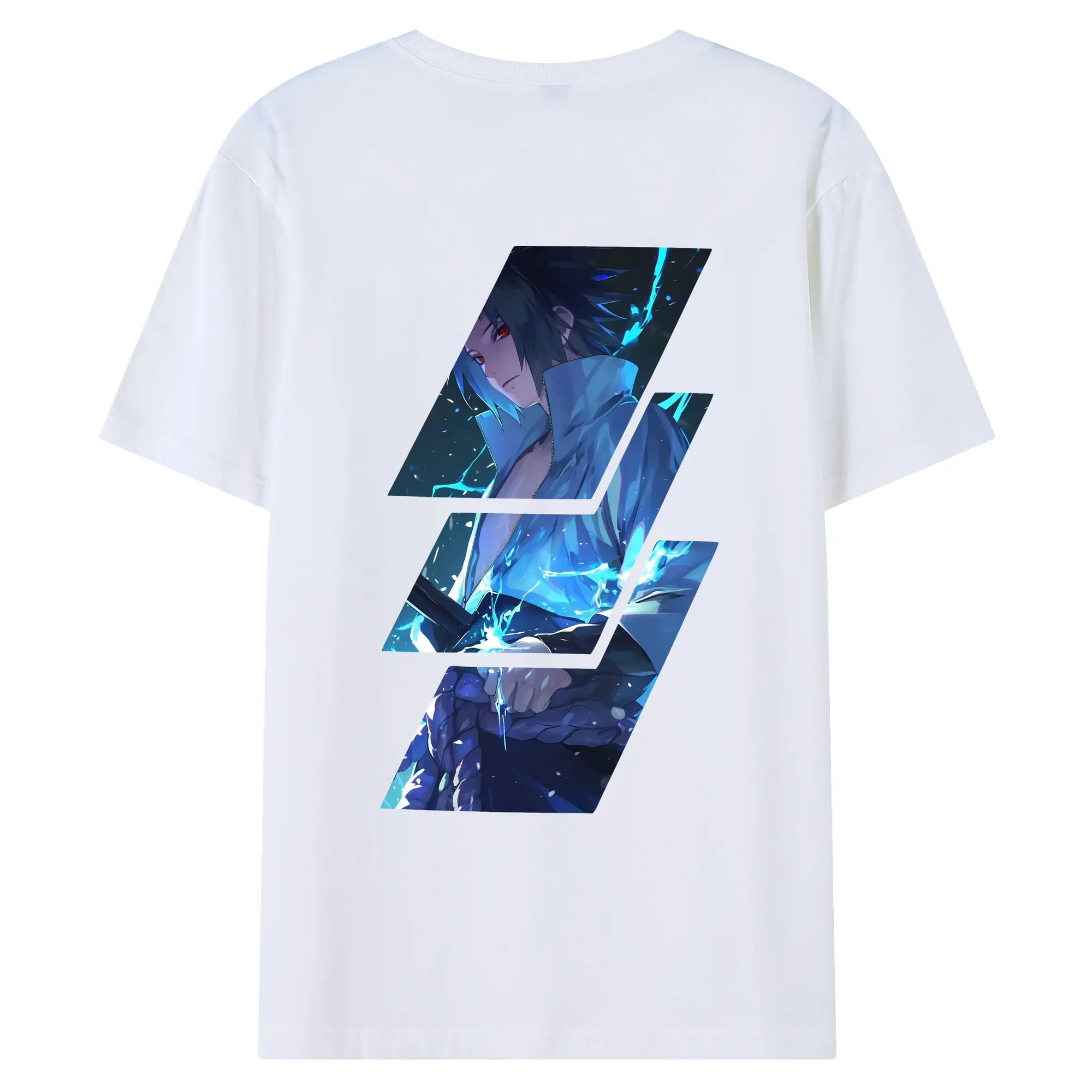 ナルト グッズ うちは サスケ - 綿100％ 半袖Tシャツ ・ バックプリント ・ 快適 通気性 ・ 日常使い 散歩 スポーツ用