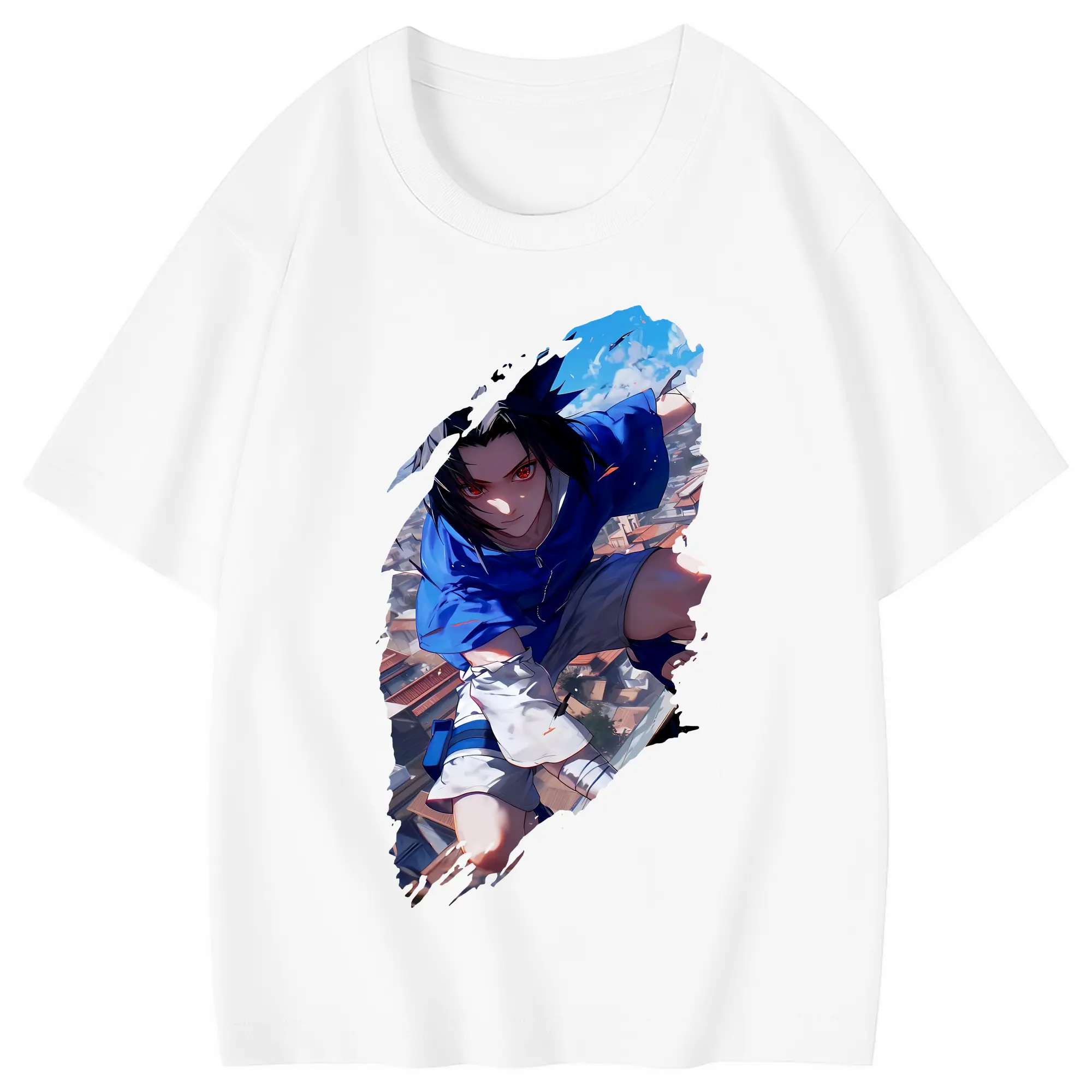 ナルト グッズ うちは サスケ - 綿100％ キッズTシャツ ・ フロントプリント ・ 快適 通気性 ・ スポーツ カジュアル 散歩用