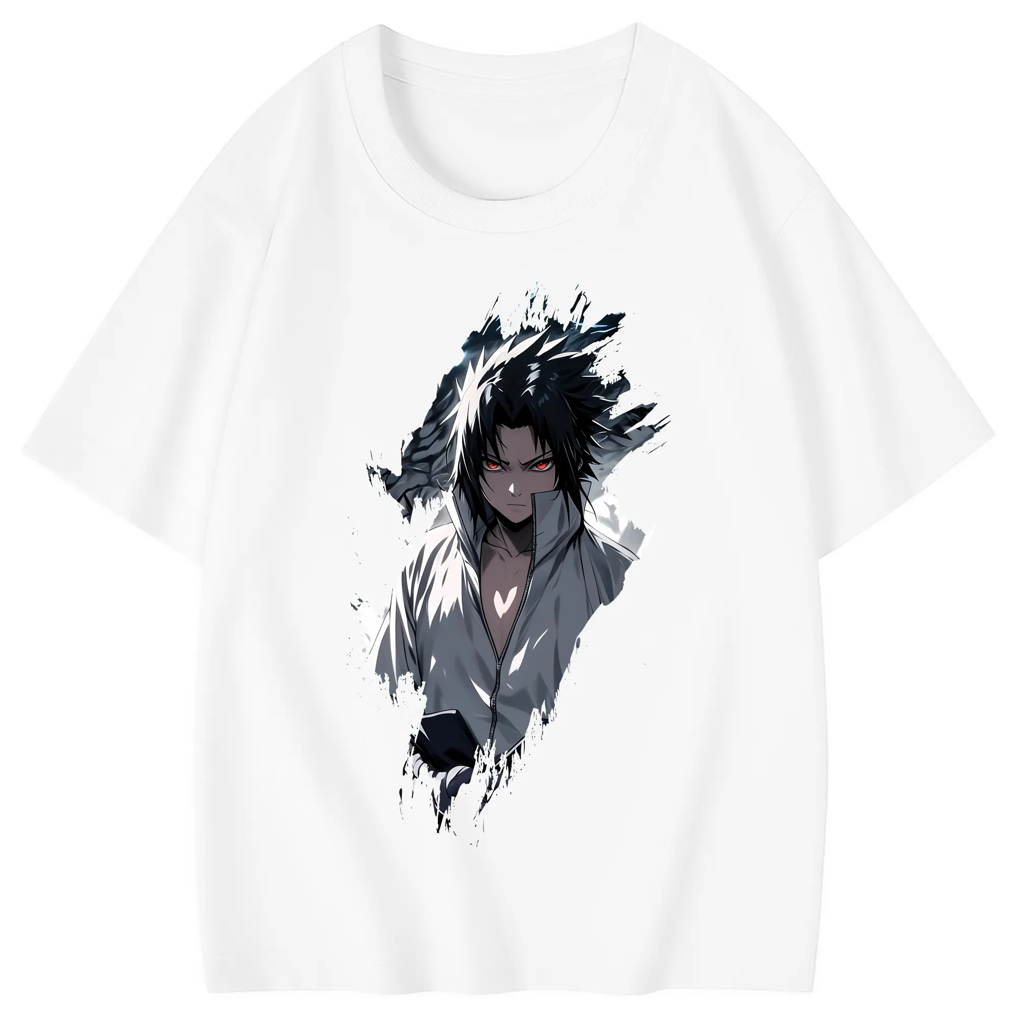 ナルト グッズ うちは サスケ - 綿100％ キッズTシャツ ・ フロントプリント ・ 快適 通気性 ・ スポーツ カジュアル 散歩用