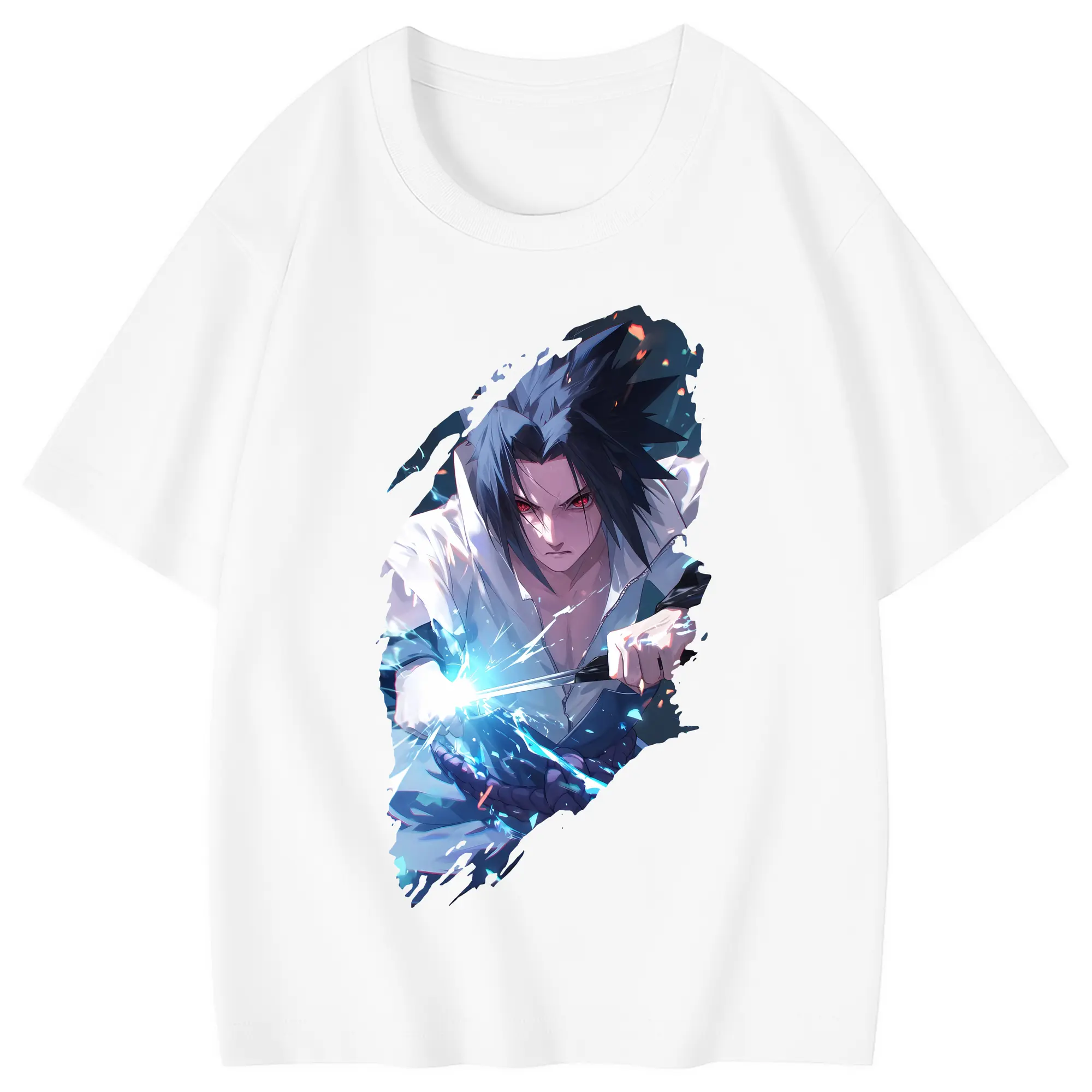 ナルト グッズ うちは サスケ - 綿100％ キッズTシャツ ・ フロントプリント ・ 快適 通気性 ・ スポーツ カジュアル 散歩用