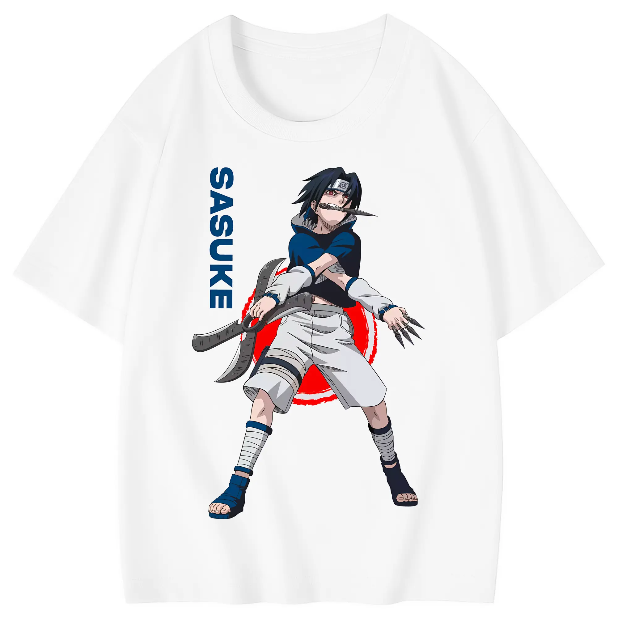 ナルト グッズ うちは サスケ - 綿100％ キッズTシャツ ・ フロントプリント ・ 快適 通気性 ・ スポーツ カジュアル 散歩用