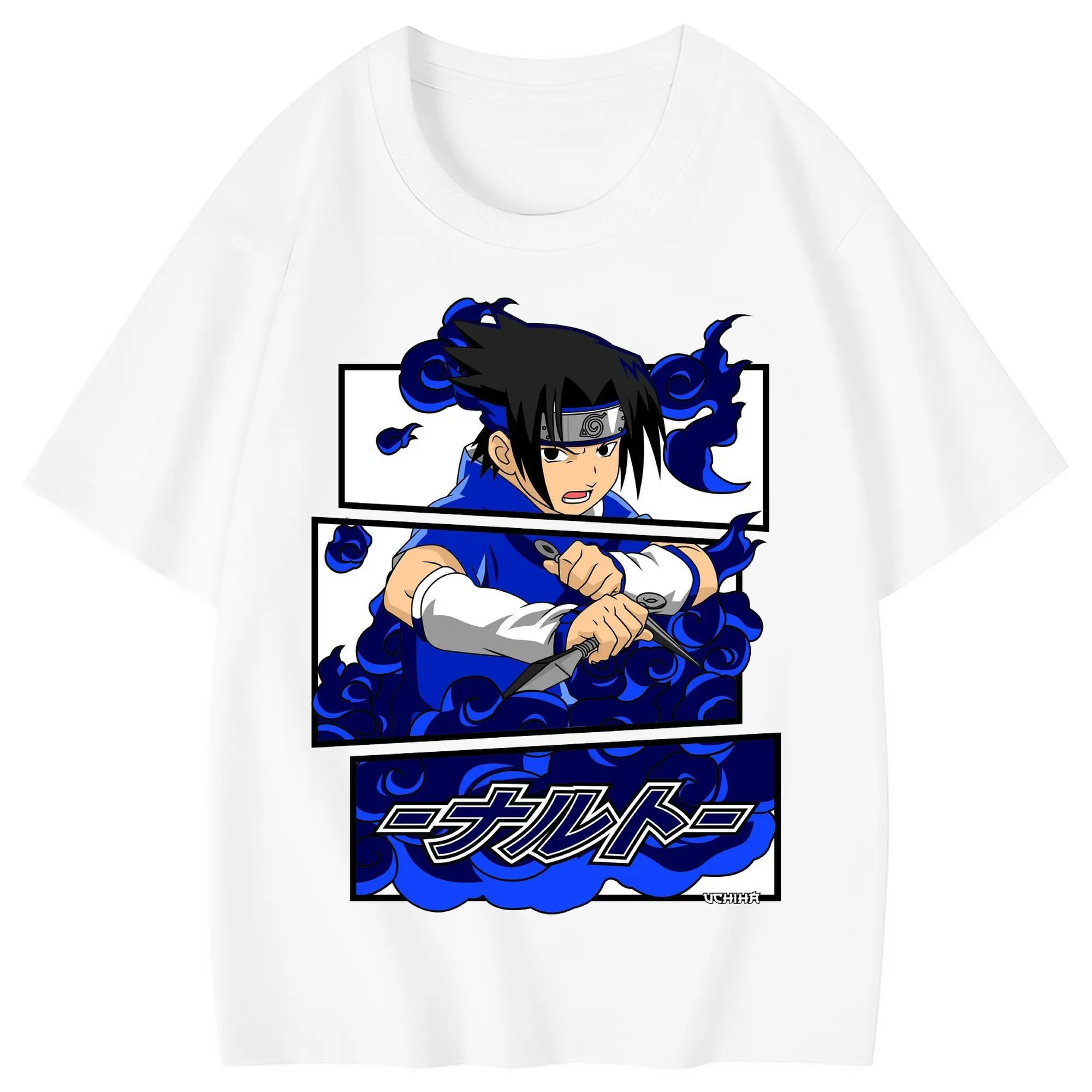 ナルト グッズ うちは サスケ - 綿100％ キッズTシャツ ・ フロントプリント ・ 快適 通気性 ・ スポーツ カジュアル 散歩用