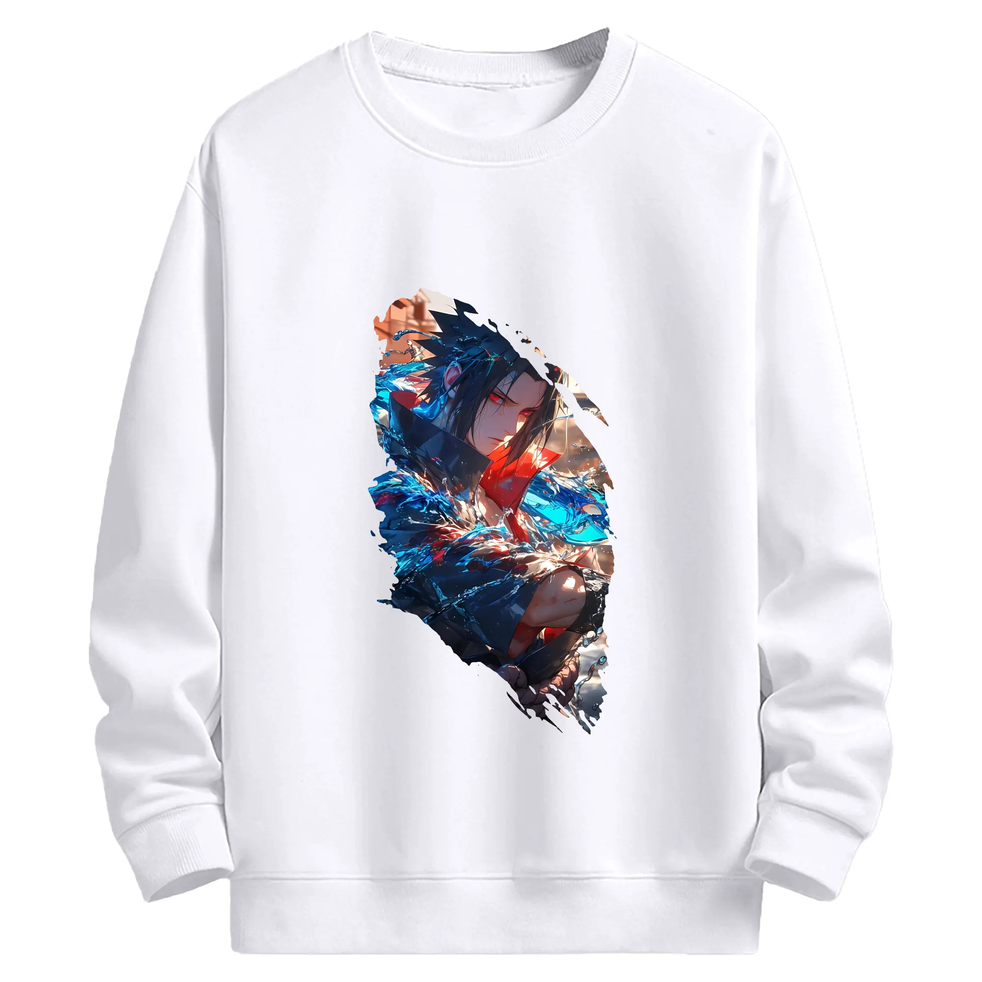 ナルト グッズ うちは サスケ - 高品質 クルーネック スウェット ・ コットン59％ ポリエステル41％ ・ ユニセックス 長袖 トレーナー ・ カジュアル デイリー スポーツ 散歩用