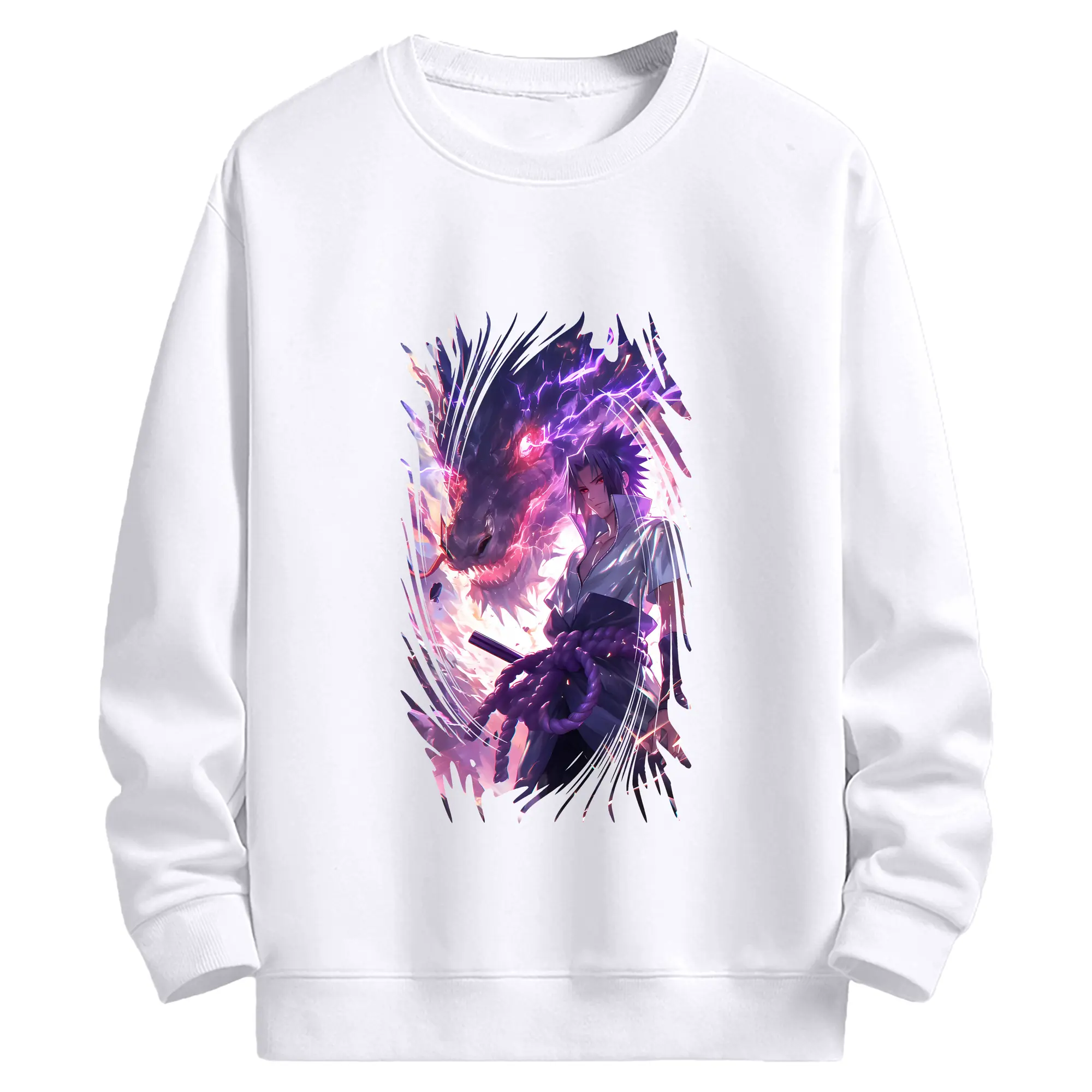 ナルト グッズ うちは サスケ - 高品質 クルーネック スウェット ・ コットン59％ ポリエステル41％ ・ ユニセックス 長袖 トレーナー ・ カジュアル デイリー スポーツ 散歩用