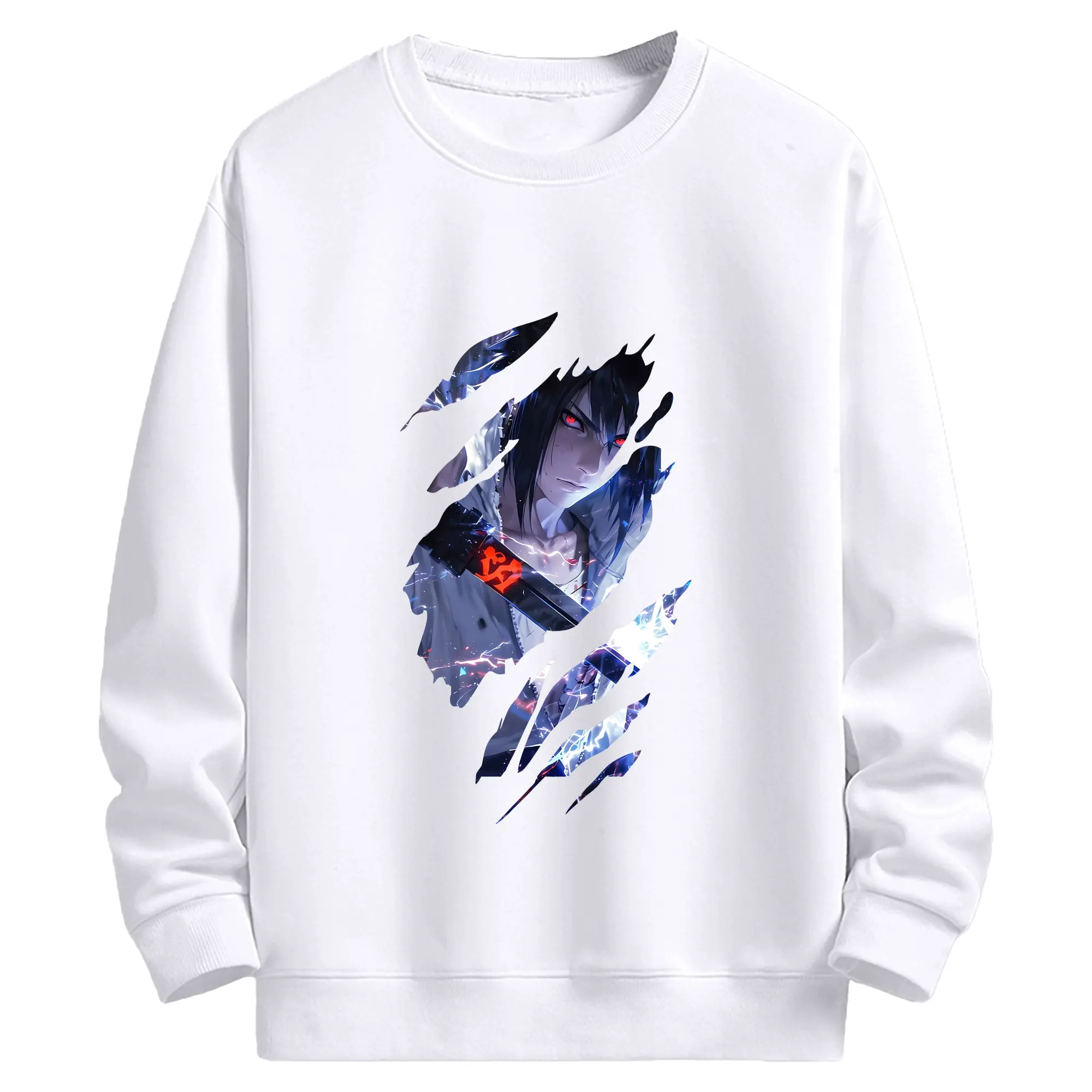 ナルト グッズ うちは サスケ - 高品質 クルーネック スウェット ・ コットン59％ ポリエステル41％ ・ ユニセックス 長袖 トレーナー ・ カジュアル デイリー スポーツ 散歩用