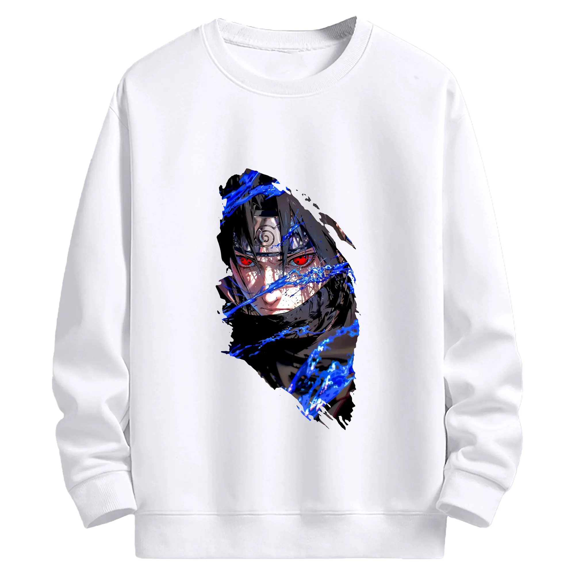 ナルト グッズ うちは サスケ - 高品質 クルーネック スウェット ・ コットン59％ ポリエステル41％ ・ ユニセックス 長袖 トレーナー ・ カジュアル デイリー スポーツ 散歩用