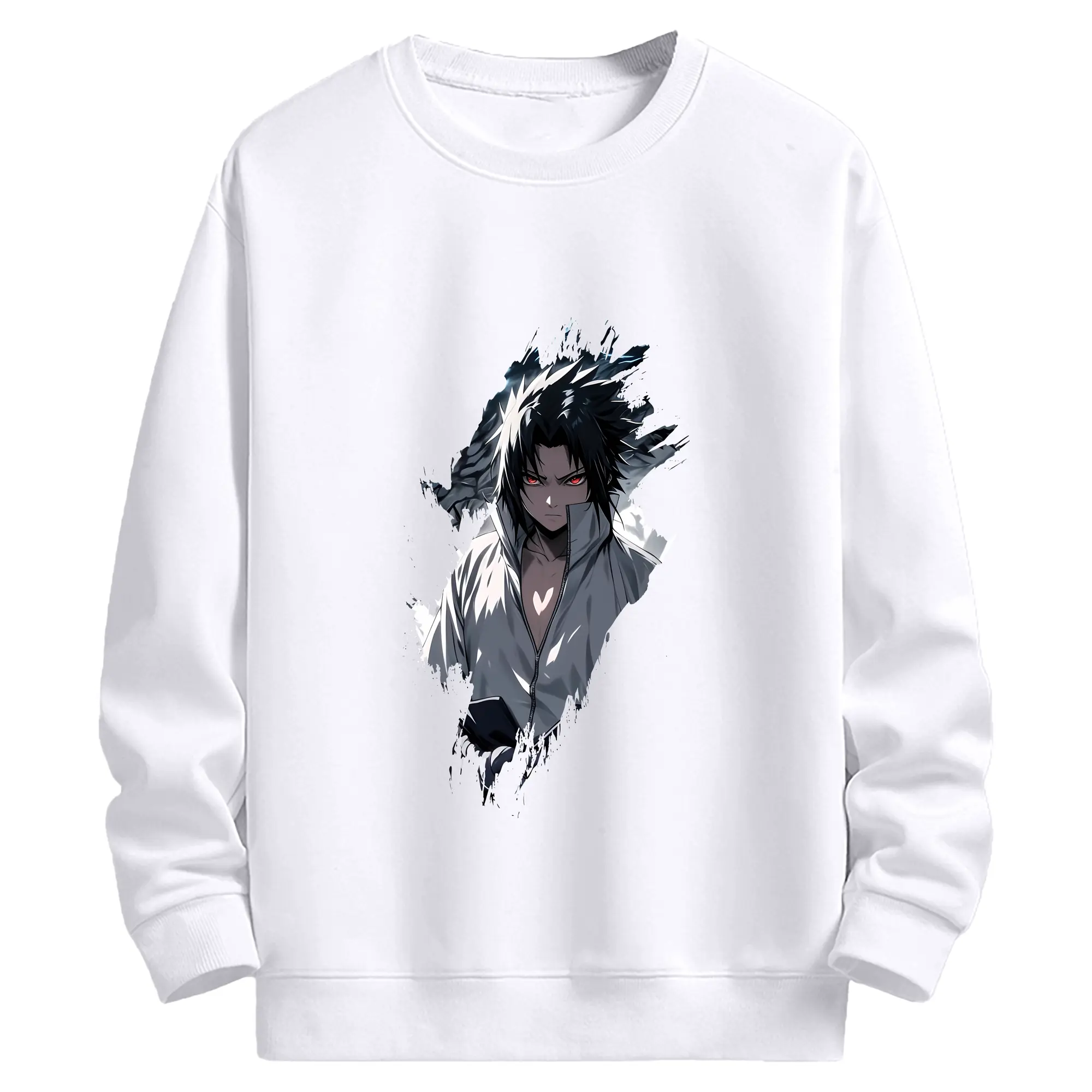 ナルト グッズ うちは サスケ - 高品質 クルーネック スウェット ・ コットン59％ ポリエステル41％ ・ ユニセックス 長袖 トレーナー ・ カジュアル デイリー スポーツ 散歩用