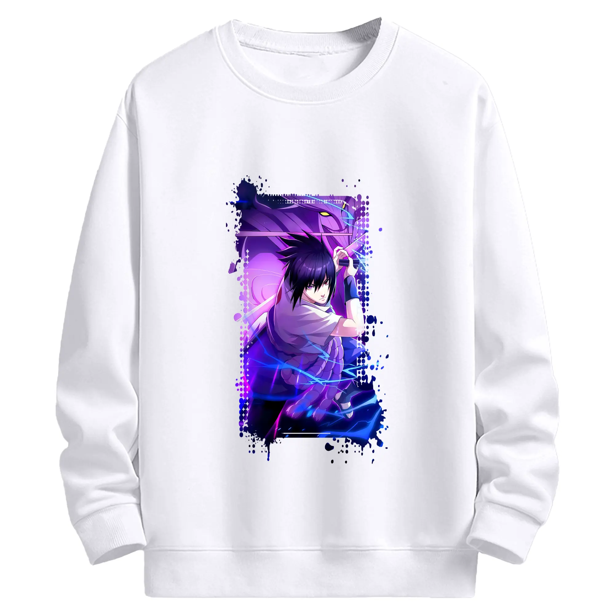 ナルト グッズ うちは サスケ - 高品質 クルーネック スウェット ・ コットン59％ ポリエステル41％ ・ ユニセックス 長袖 トレーナー ・ カジュアル デイリー スポーツ 散歩用