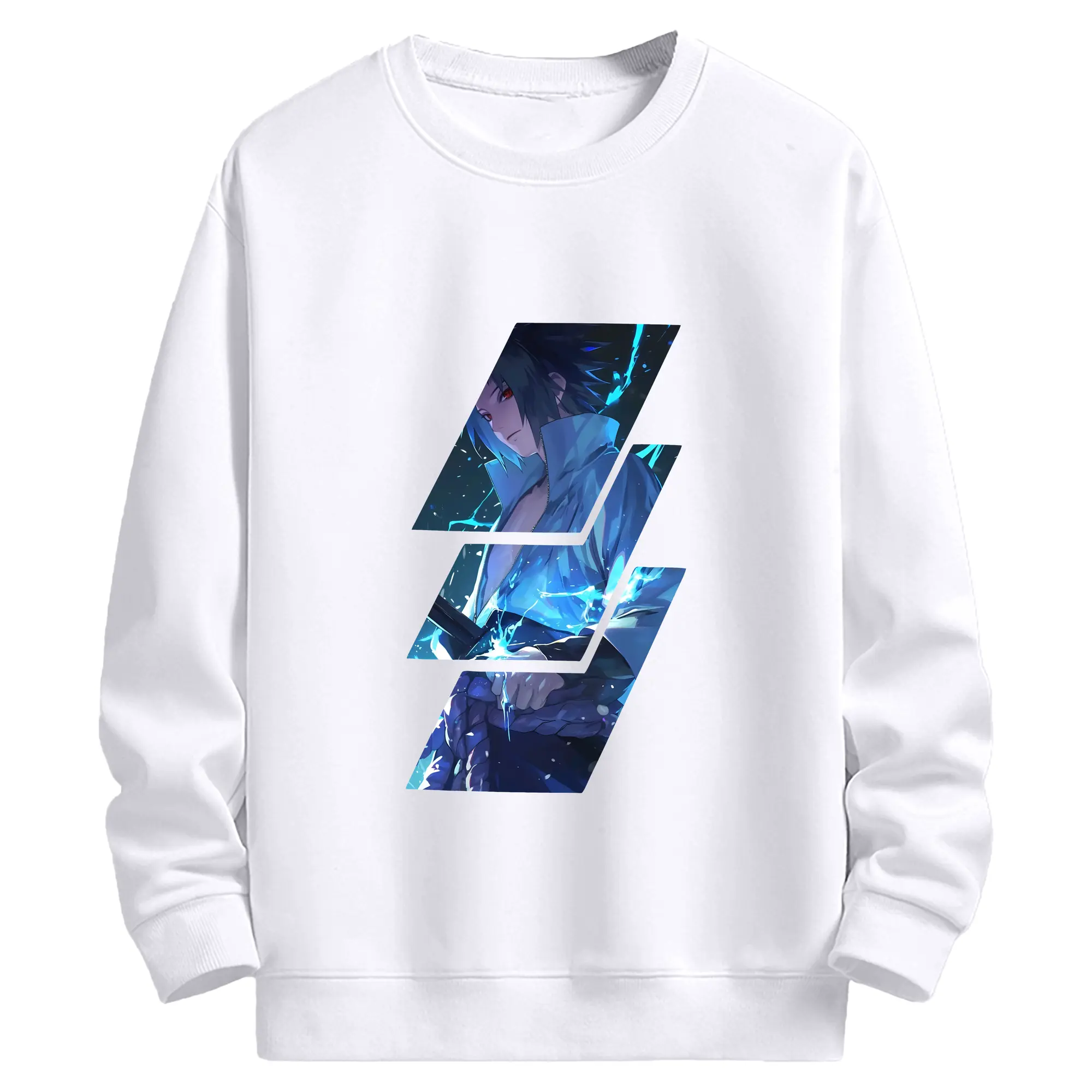 ナルト グッズ うちは サスケ - 高品質 クルーネック スウェット ・ コットン59％ ポリエステル41％ ・ ユニセックス 長袖 トレーナー ・ カジュアル デイリー スポーツ 散歩用