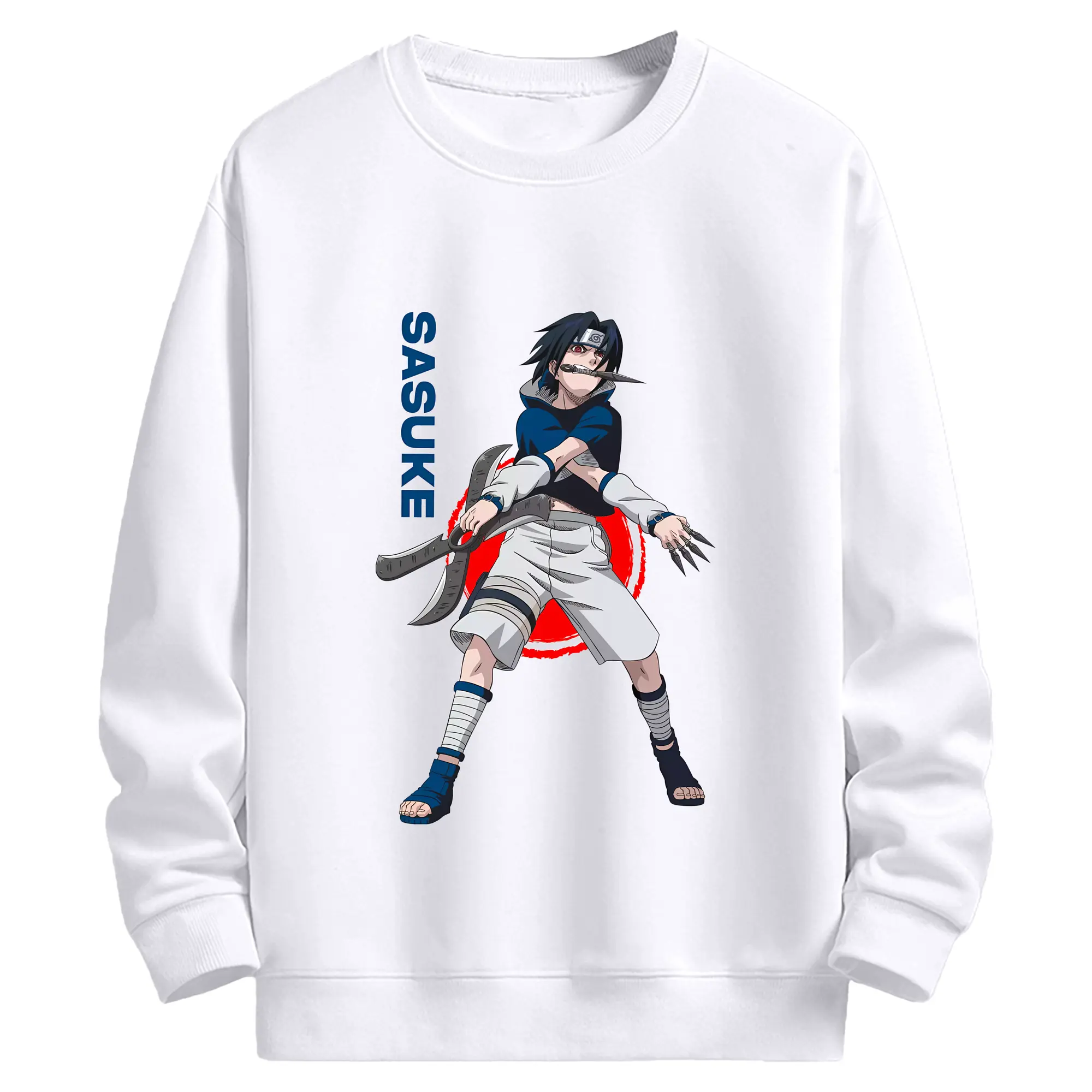 ナルト グッズ うちは サスケ - 高品質 クルーネック スウェット ・ コットン59％ ポリエステル41％ ・ ユニセックス 長袖 トレーナー ・ カジュアル デイリー スポーツ 散歩用