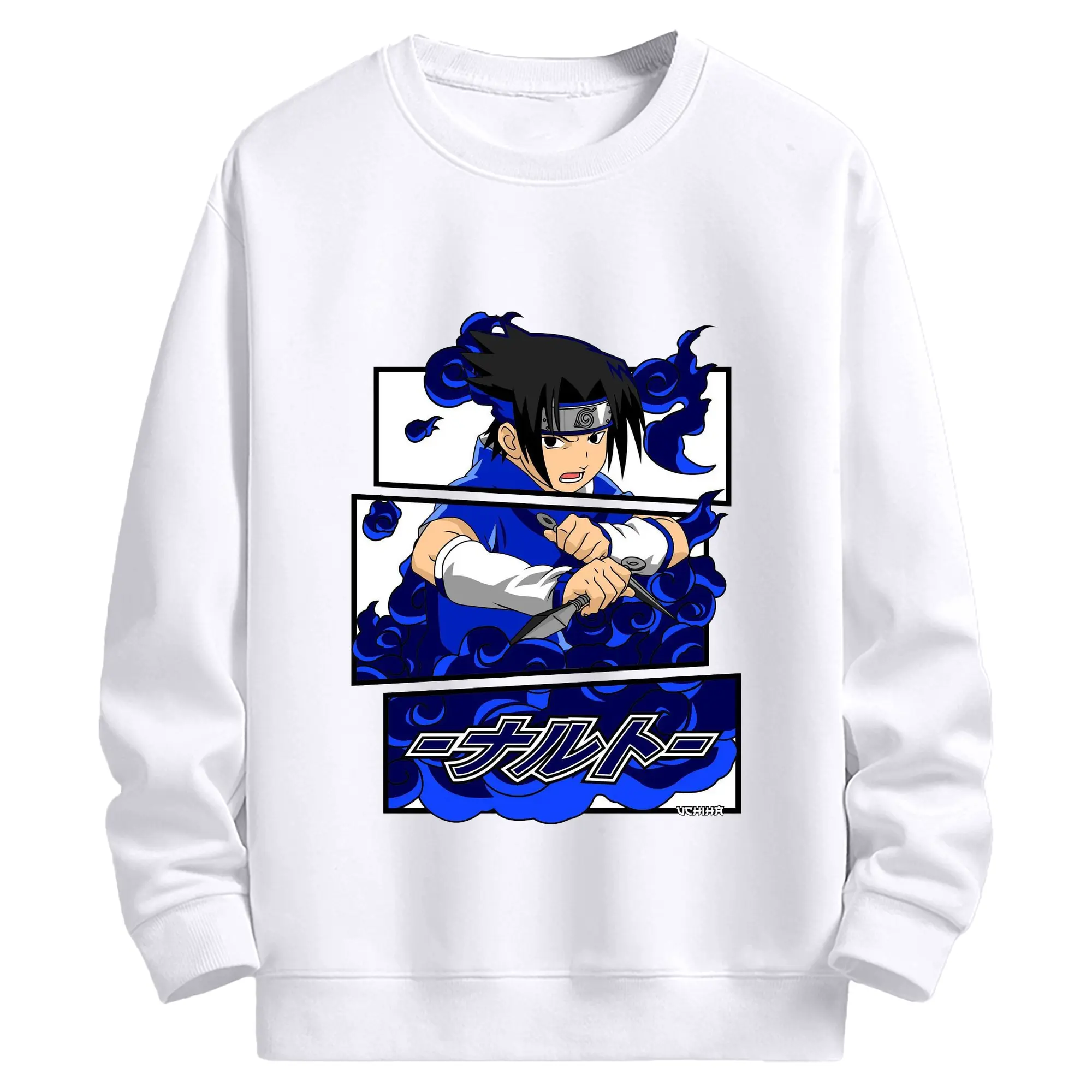 ナルト グッズ うちは サスケ - 高品質 クルーネック スウェット ・ コットン59％ ポリエステル41％ ・ ユニセックス 長袖 トレーナー ・ カジュアル デイリー スポーツ 散歩用