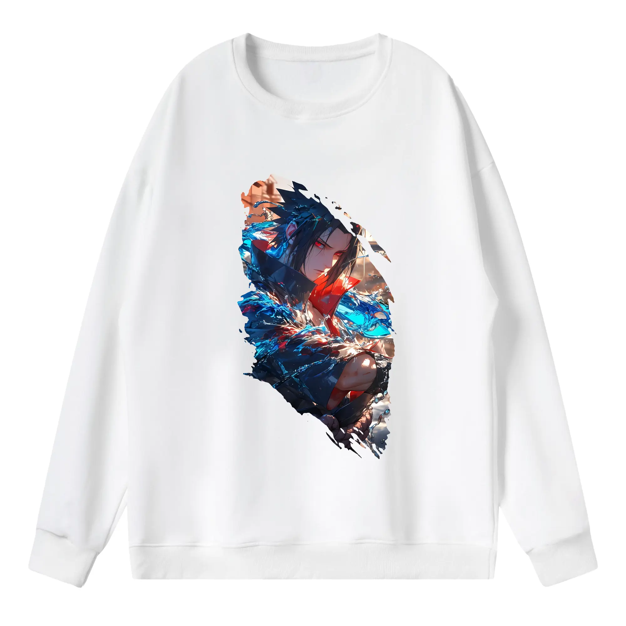 ナルト グッズ うちは サスケ - 薄手 クルーネック スウェット 裏毛260g · ポリエステル 春秋向け カジュアル 男女兼用 · トレーナー デイリー スポーツ 散歩に最適