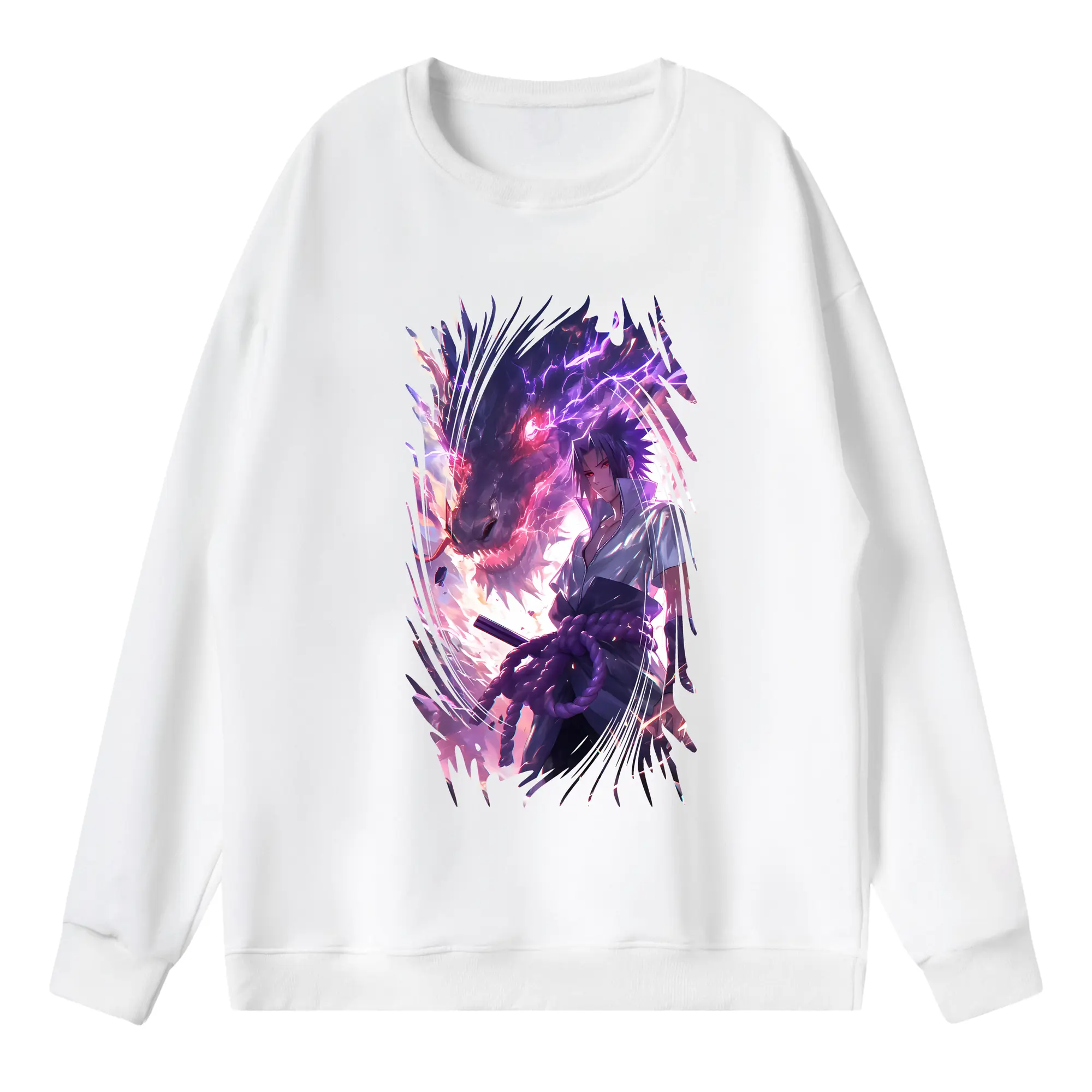 ナルト グッズ うちは サスケ - 薄手 クルーネック スウェット 裏毛260g · ポリエステル 春秋向け カジュアル 男女兼用 · トレーナー デイリー スポーツ 散歩に最適