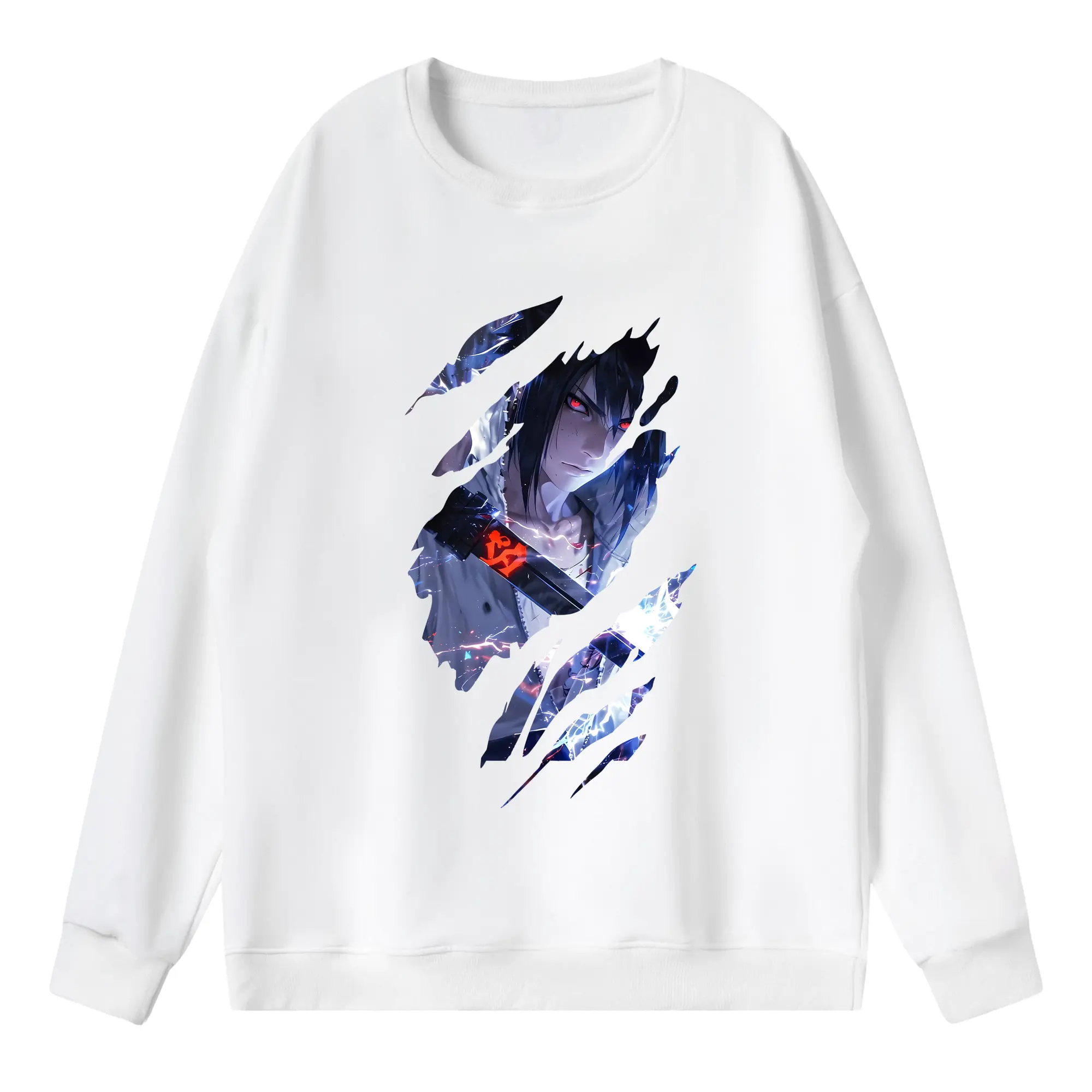 ナルト グッズ うちは サスケ - 薄手 クルーネック スウェット 裏毛260g · ポリエステル 春秋向け カジュアル 男女兼用 · トレーナー デイリー スポーツ 散歩に最適