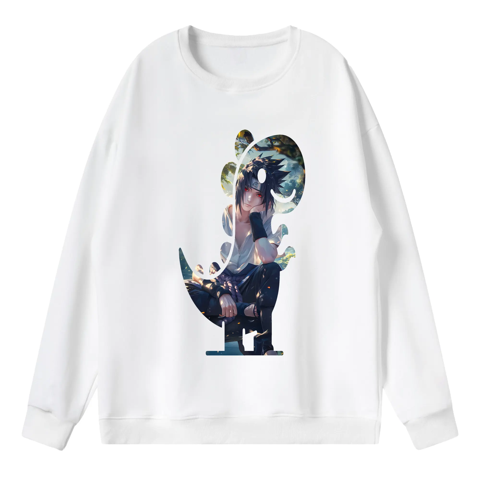 ナルト グッズ うちは サスケ - 薄手 クルーネック スウェット 裏毛260g · ポリエステル 春秋向け カジュアル 男女兼用 · トレーナー デイリー スポーツ 散歩に最適