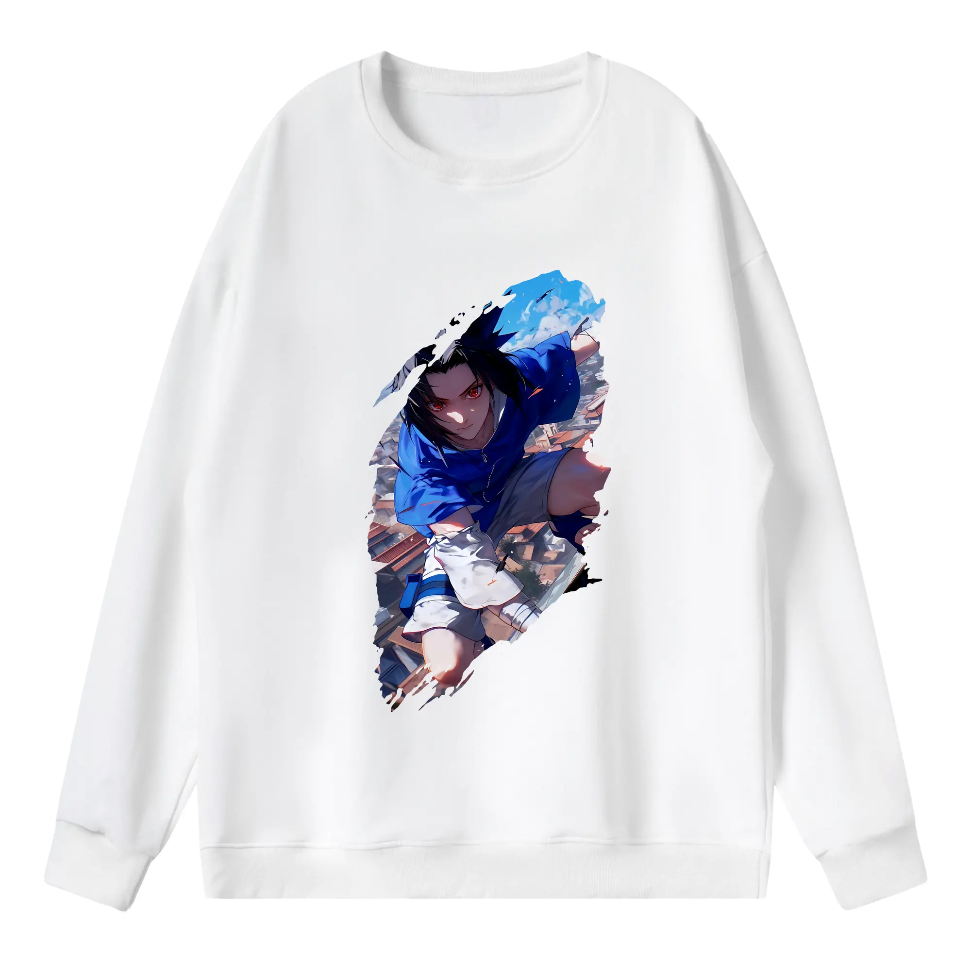 ナルト グッズ うちは サスケ - 薄手 クルーネック スウェット 裏毛260g · ポリエステル 春秋向け カジュアル 男女兼用 · トレーナー デイリー スポーツ 散歩に最適