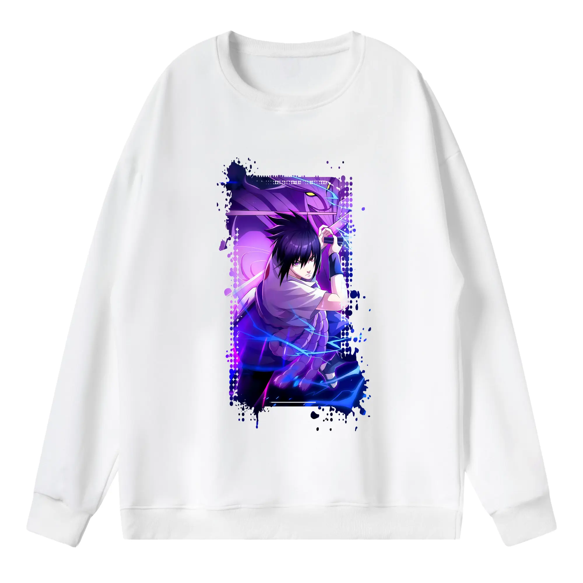 ナルト グッズ うちは サスケ - 薄手 クルーネック スウェット 裏毛260g · ポリエステル 春秋向け カジュアル 男女兼用 · トレーナー デイリー スポーツ 散歩に最適