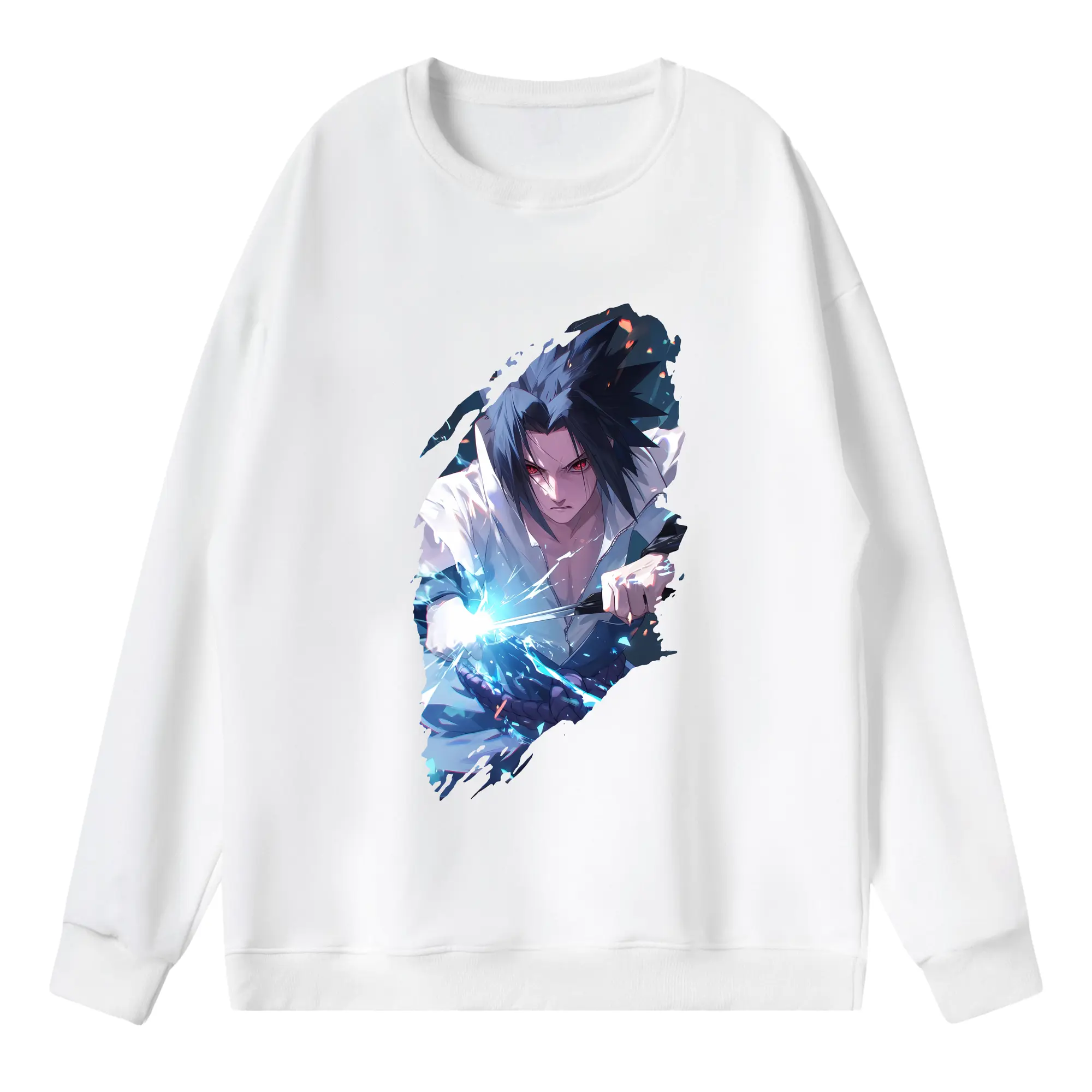 ナルト グッズ うちは サスケ - 薄手 クルーネック スウェット 裏毛260g · ポリエステル 春秋向け カジュアル 男女兼用 · トレーナー デイリー スポーツ 散歩に最適