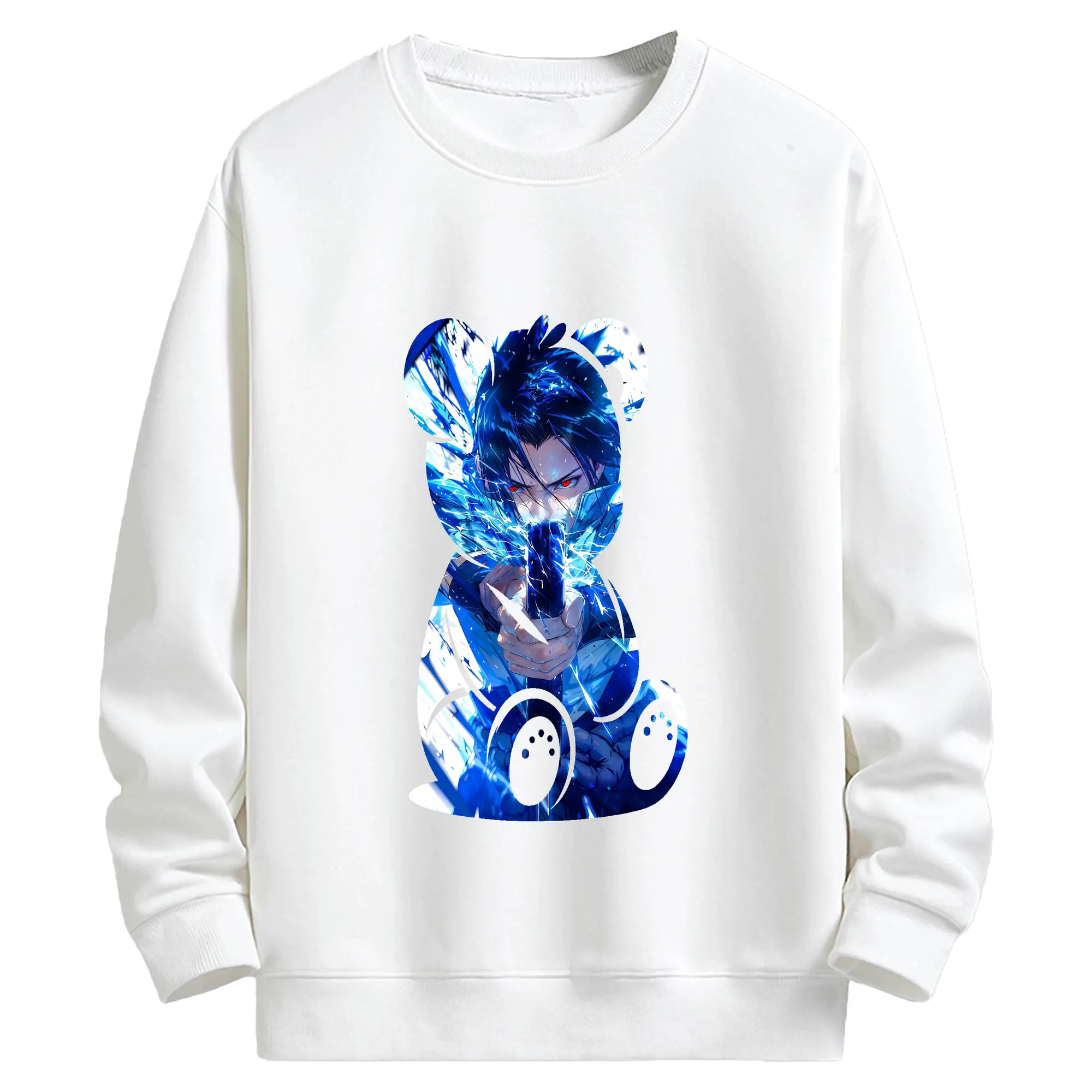 ナルト グッズ うちは サスケ - キッズ クルーネックスウェットシャツ ・ フロントプリント ・ 綿80％ ポリエステル20％ ・ 快適 通学 スポーツ 日常使い お散歩用