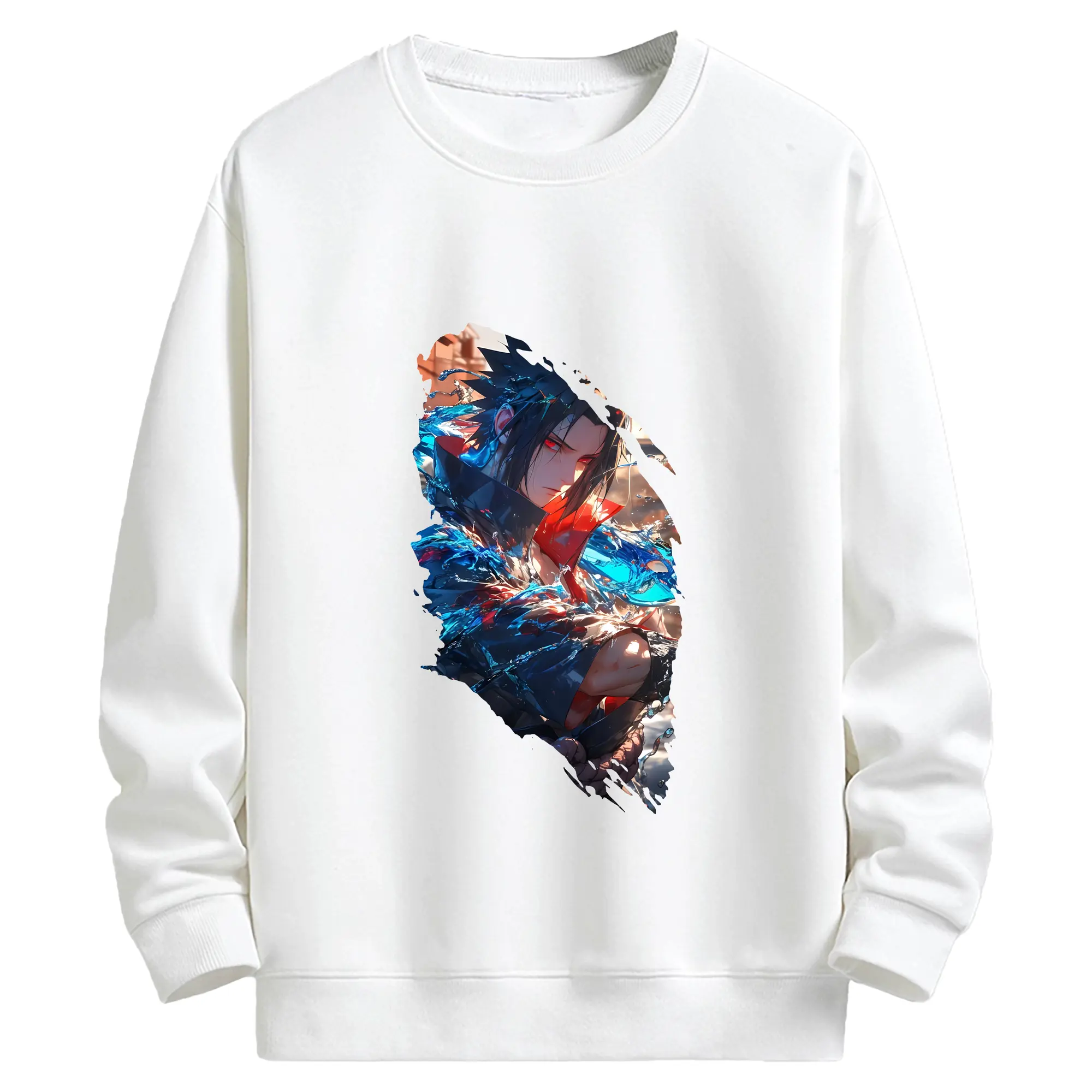 ナルト グッズ うちは サスケ - キッズ クルーネックスウェットシャツ ・ フロントプリント ・ 綿80％ ポリエステル20％ ・ 快適 通学 スポーツ 日常使い お散歩用