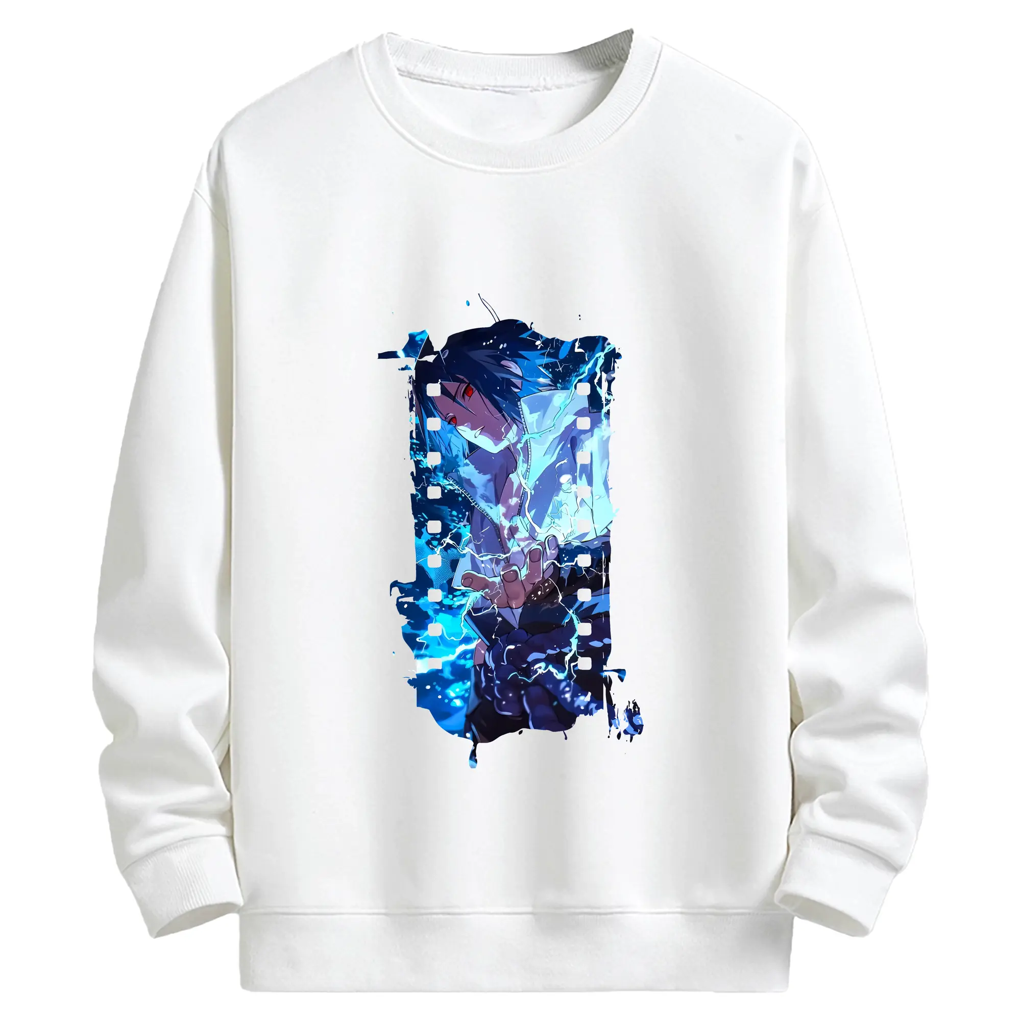 ナルト グッズ うちは サスケ - キッズ クルーネックスウェットシャツ ・ フロントプリント ・ 綿80％ ポリエステル20％ ・ 快適 通学 スポーツ 日常使い お散歩用