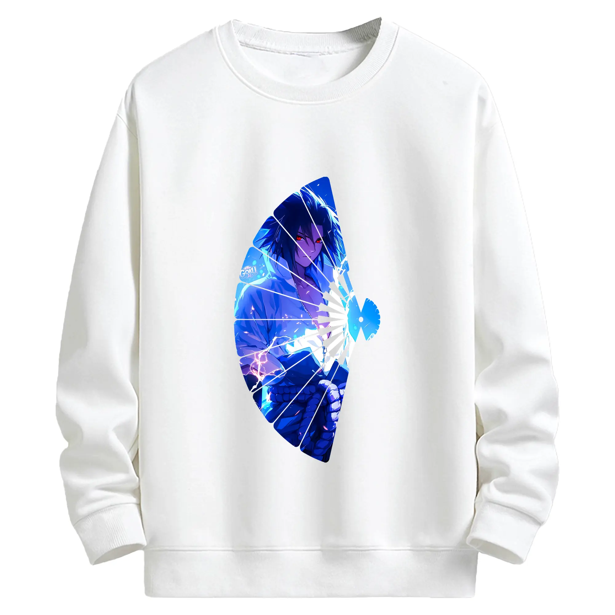 ナルト グッズ うちは サスケ - キッズ クルーネックスウェットシャツ ・ フロントプリント ・ 綿80％ ポリエステル20％ ・ 快適 通学 スポーツ 日常使い お散歩用