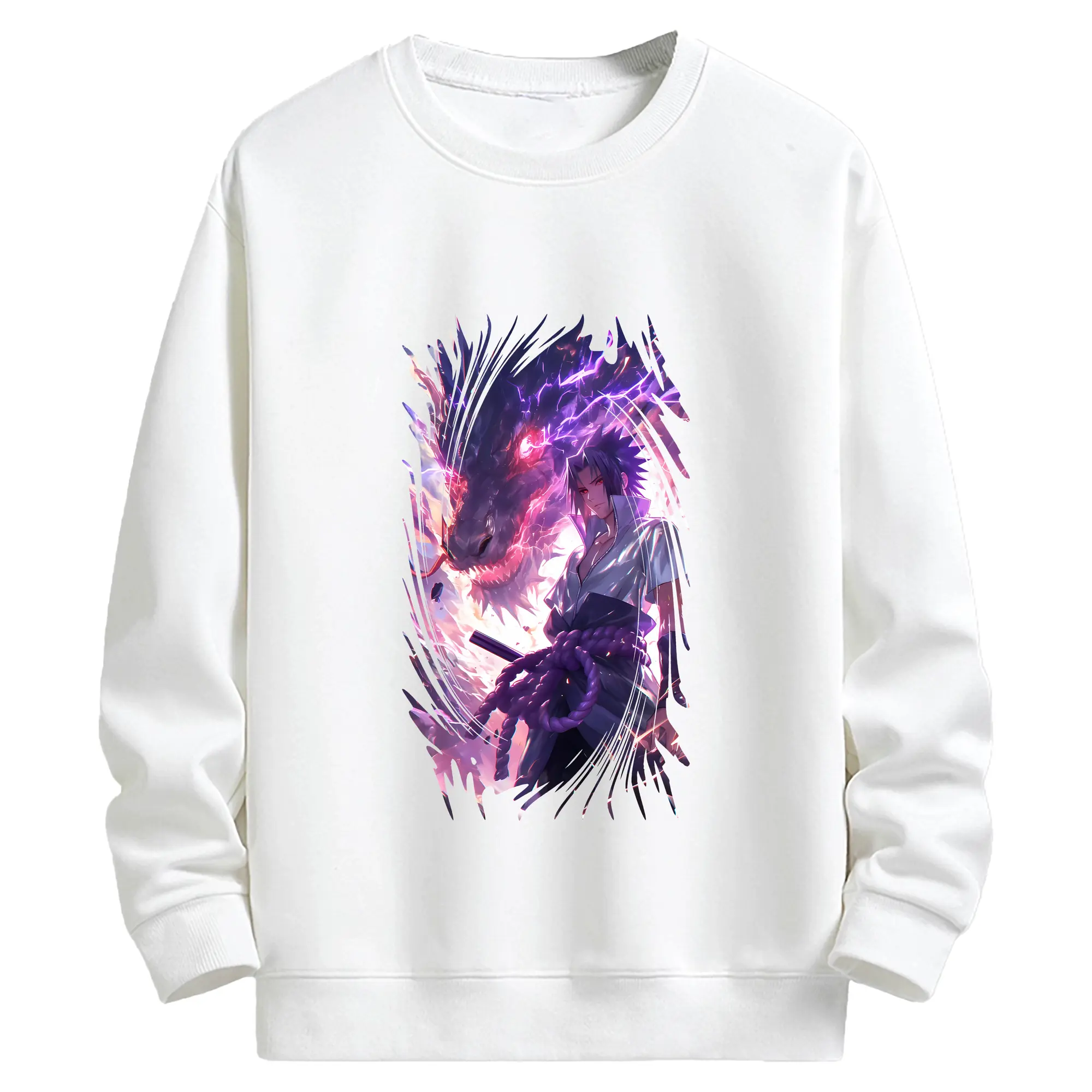 ナルト グッズ うちは サスケ - キッズ クルーネックスウェットシャツ ・ フロントプリント ・ 綿80％ ポリエステル20％ ・ 快適 通学 スポーツ 日常使い お散歩用