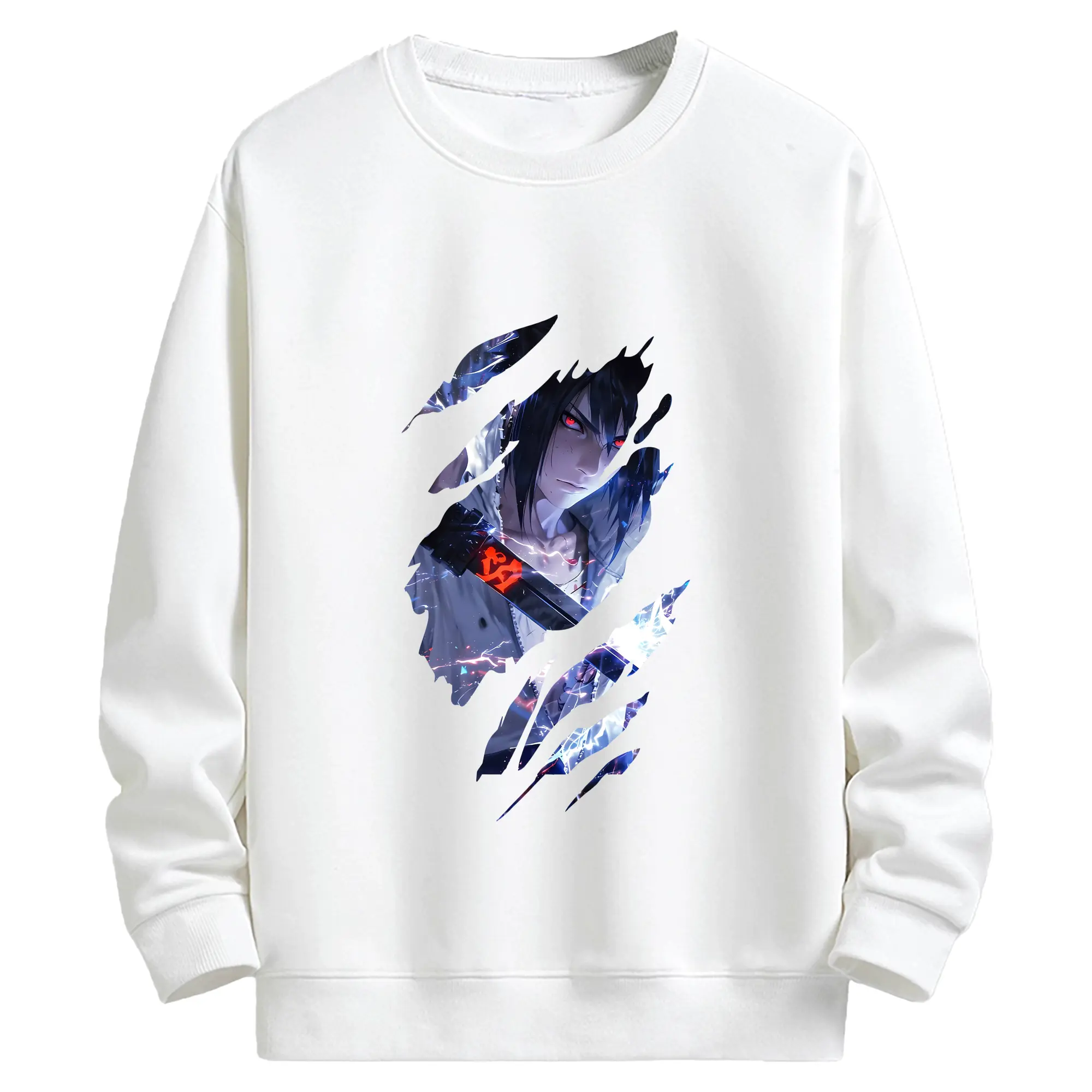 ナルト グッズ うちは サスケ - キッズ クルーネックスウェットシャツ ・ フロントプリント ・ 綿80％ ポリエステル20％ ・ 快適 通学 スポーツ 日常使い お散歩用