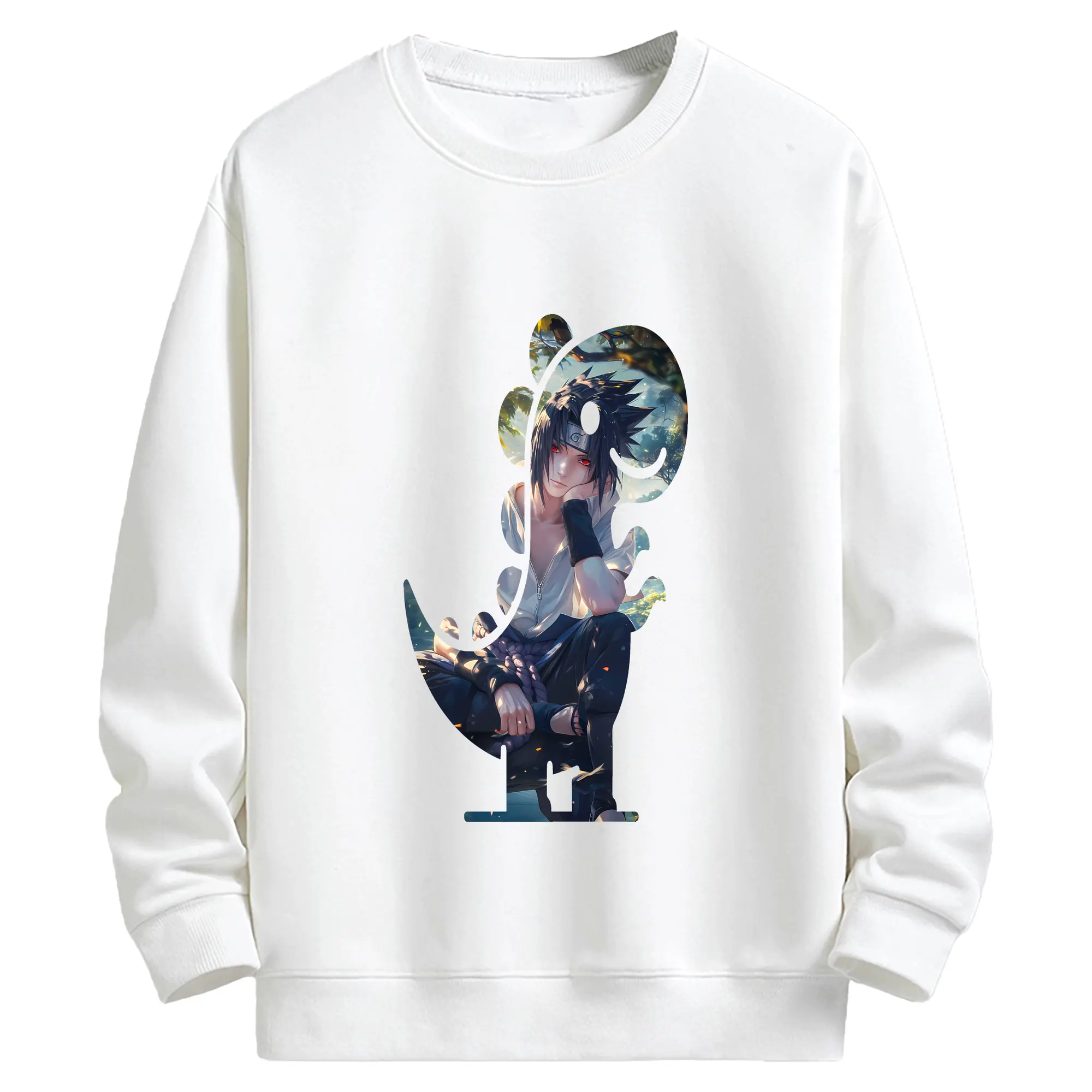 ナルト グッズ うちは サスケ - キッズ クルーネックスウェットシャツ ・ フロントプリント ・ 綿80％ ポリエステル20％ ・ 快適 通学 スポーツ 日常使い お散歩用