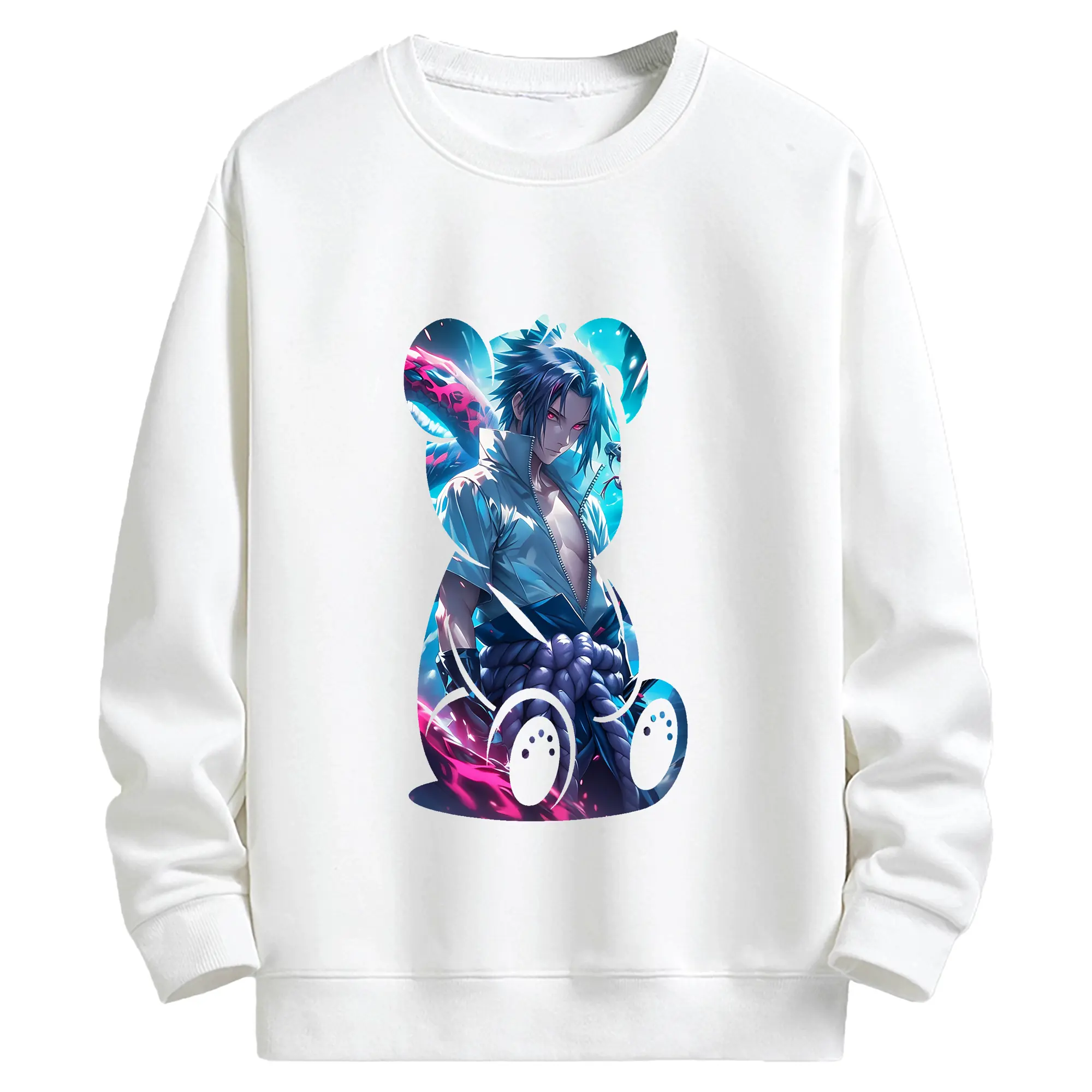 ナルト グッズ うちは サスケ - キッズ クルーネックスウェットシャツ ・ フロントプリント ・ 綿80％ ポリエステル20％ ・ 快適 通学 スポーツ 日常使い お散歩用