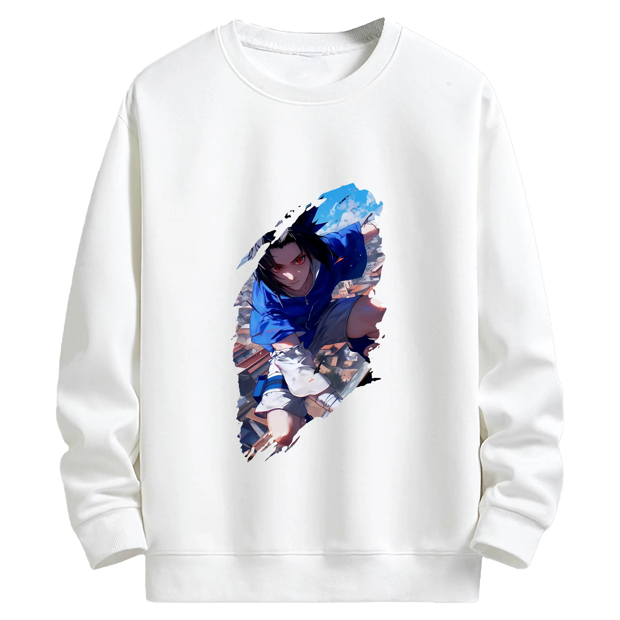 ナルト グッズ うちは サスケ - キッズ クルーネックスウェットシャツ ・ フロントプリント ・ 綿80％ ポリエステル20％ ・ 快適 通学 スポーツ 日常使い お散歩用