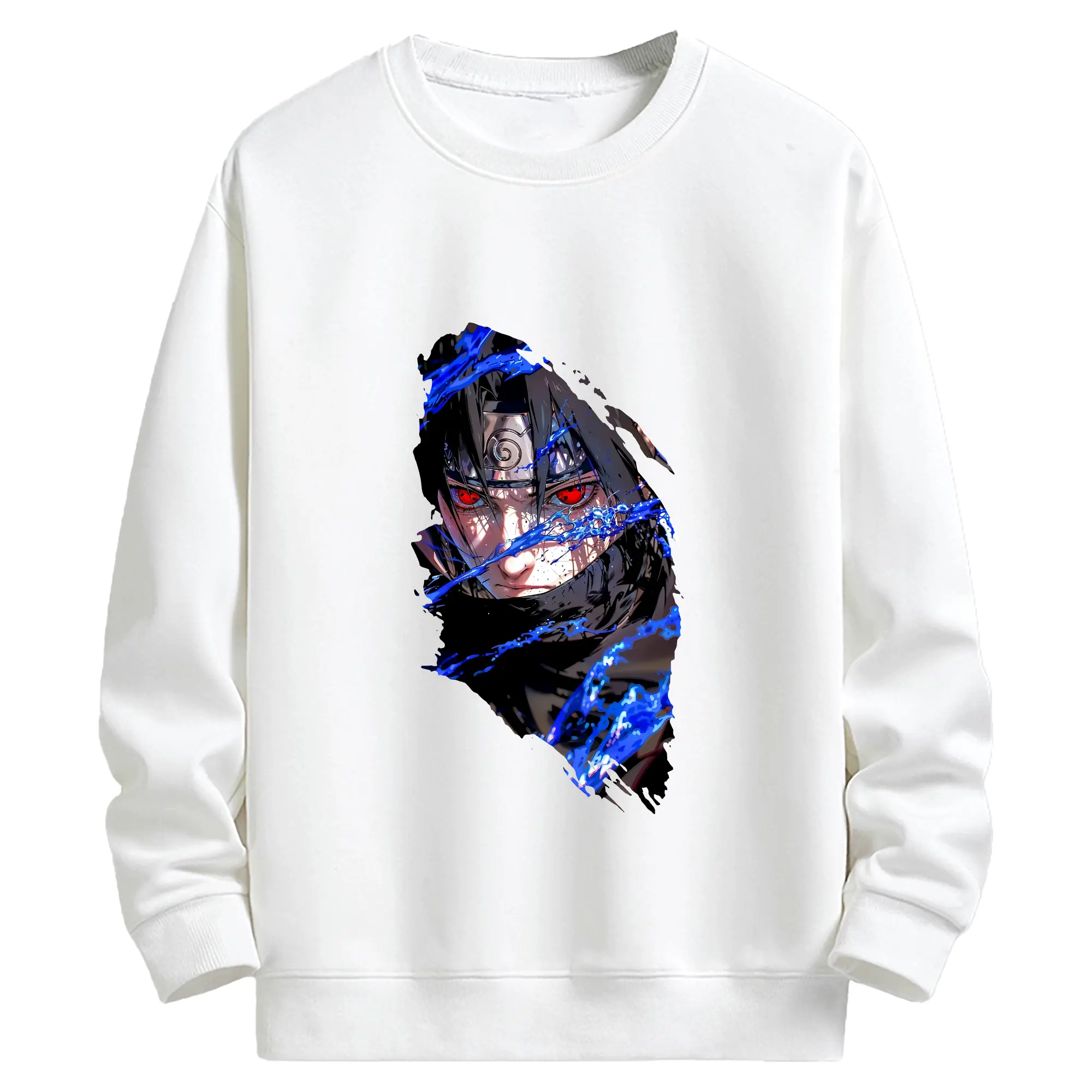ナルト グッズ うちは サスケ - キッズ クルーネックスウェットシャツ ・ フロントプリント ・ 綿80％ ポリエステル20％ ・ 快適 通学 スポーツ 日常使い お散歩用
