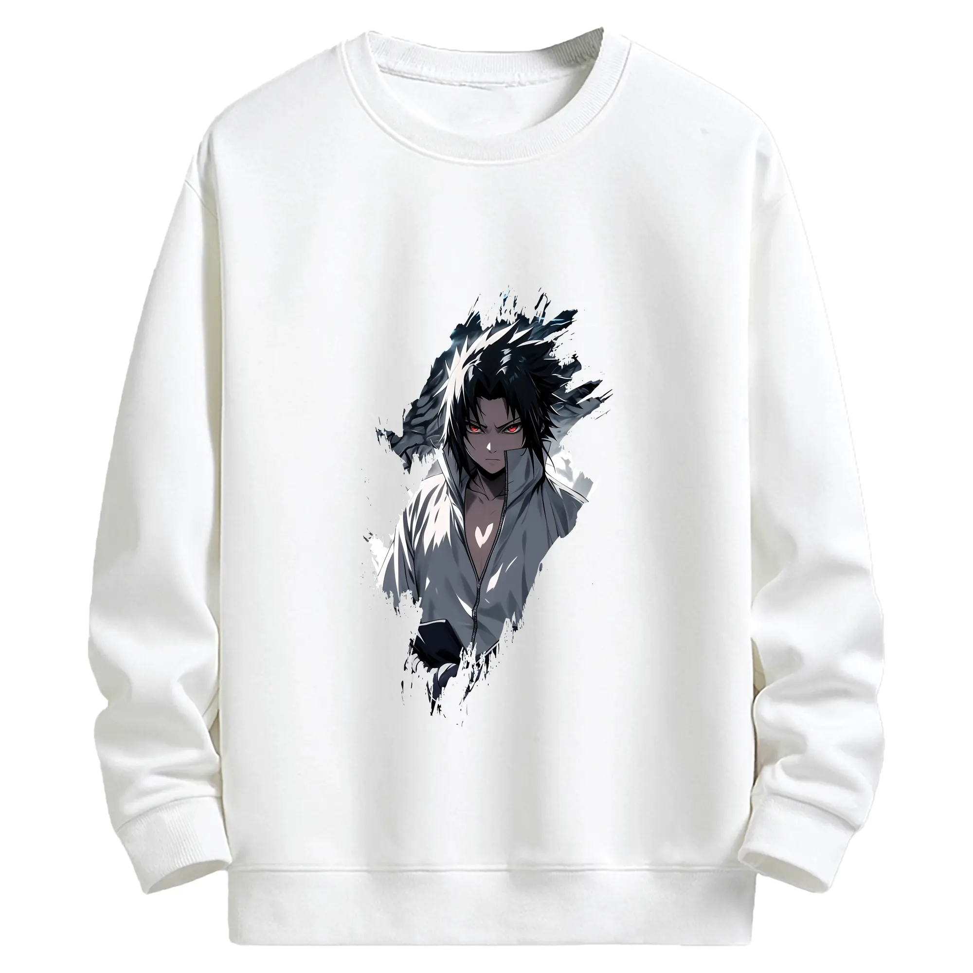 ナルト グッズ うちは サスケ - キッズ クルーネックスウェットシャツ ・ フロントプリント ・ 綿80％ ポリエステル20％ ・ 快適 通学 スポーツ 日常使い お散歩用