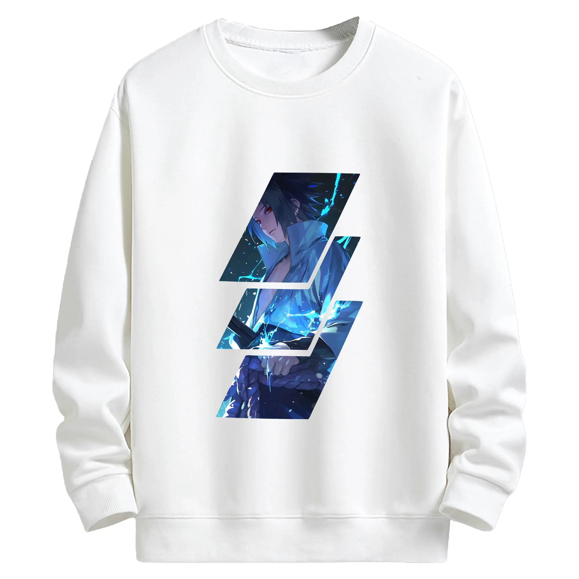 ナルト グッズ うちは サスケ - キッズ クルーネックスウェットシャツ ・ フロントプリント ・ 綿80％ ポリエステル20％ ・ 快適 通学 スポーツ 日常使い お散歩用