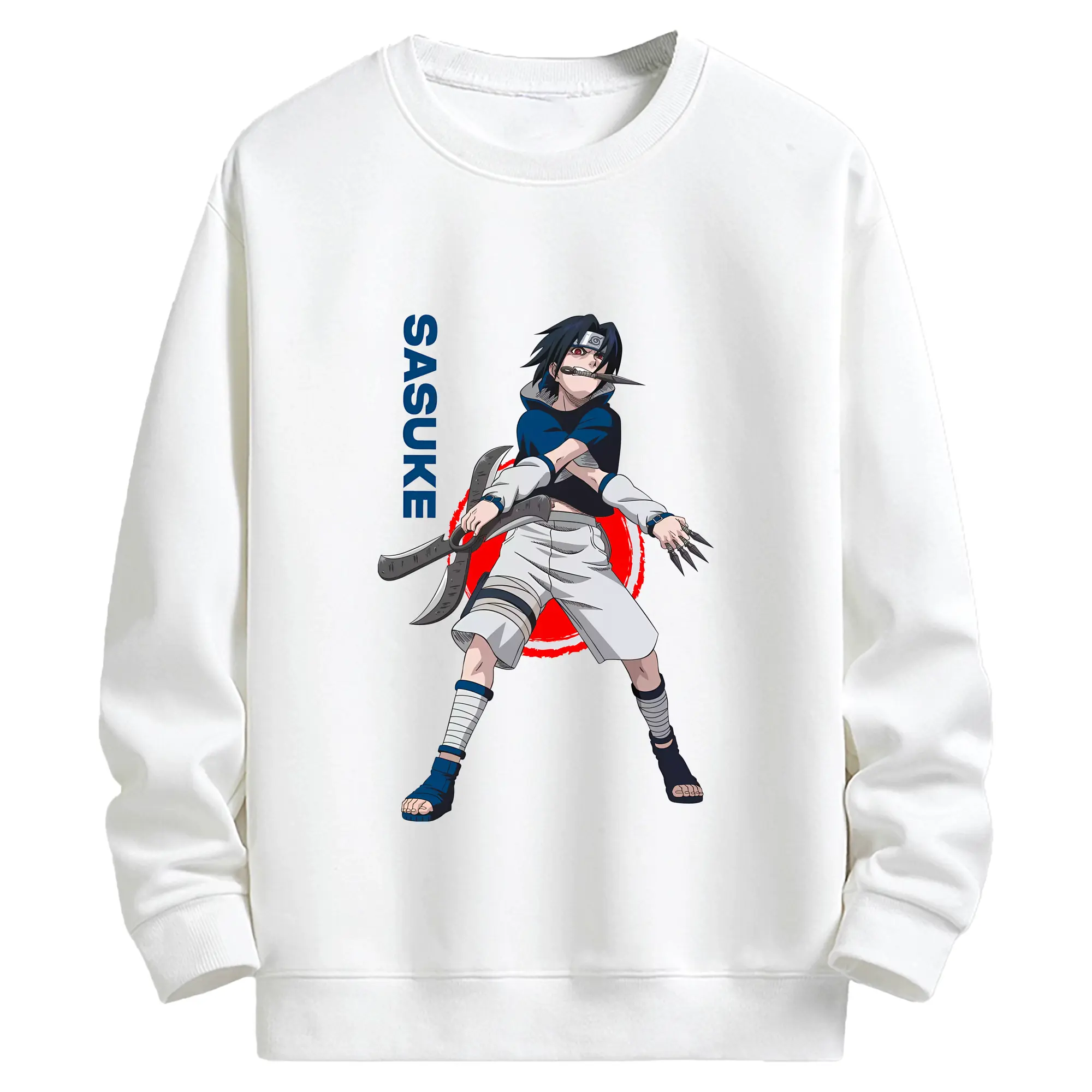 ナルト グッズ うちは サスケ - キッズ クルーネックスウェットシャツ ・ フロントプリント ・ 綿80％ ポリエステル20％ ・ 快適 通学 スポーツ 日常使い お散歩用