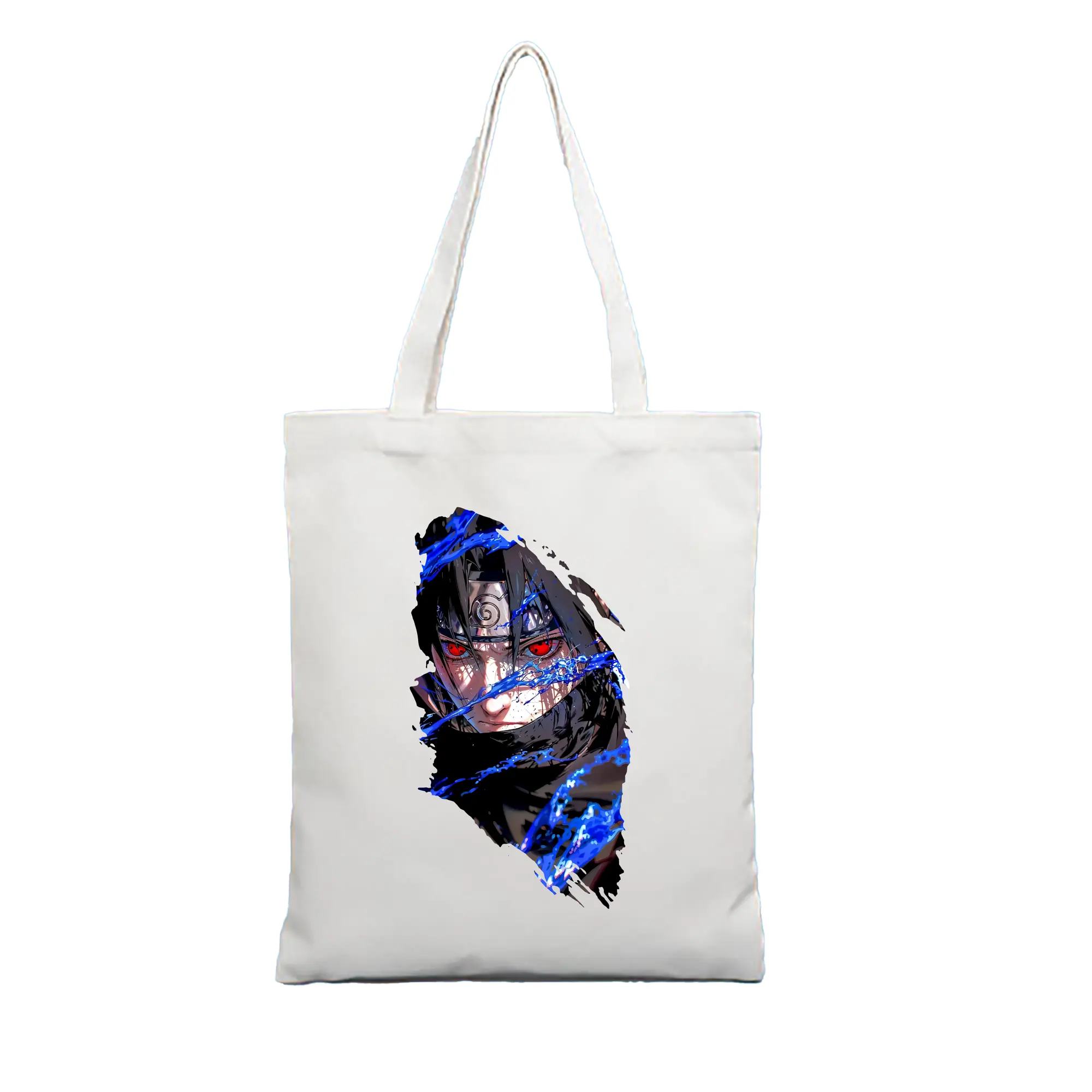 ナルト グッズ うちは サスケ - 縦型キャンバス手提げバッグ（トートバッグ） ・ キャンバス素材 ・ ショッピング用 ・ 軽量 丈夫 お手入れ簡単