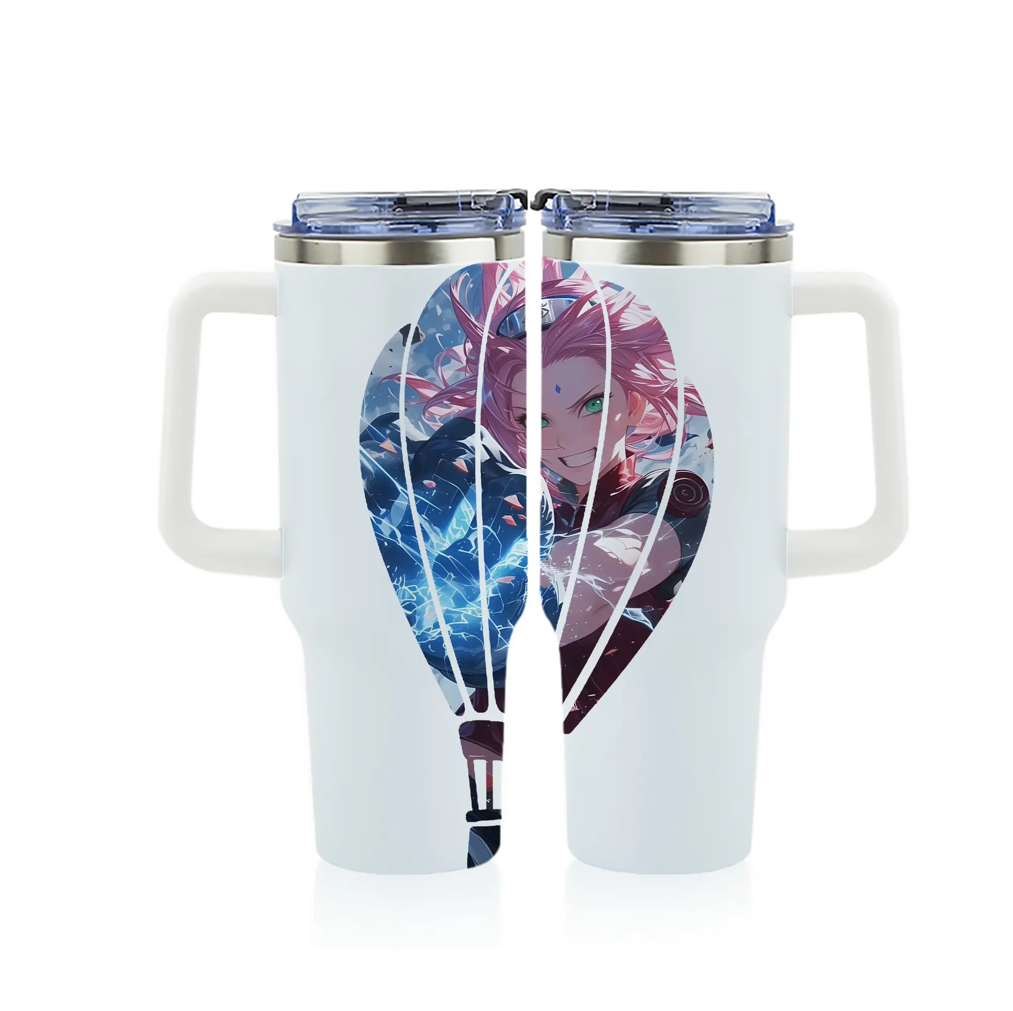 ナルト グッズ はるの さくら - 1200mL フルプリント車用タンブラー ・ 304ステンレス 内側 ・ 201ステンレス 外側 ・ 保温 保冷 ・ 通勤 ドライブ アウトドア用