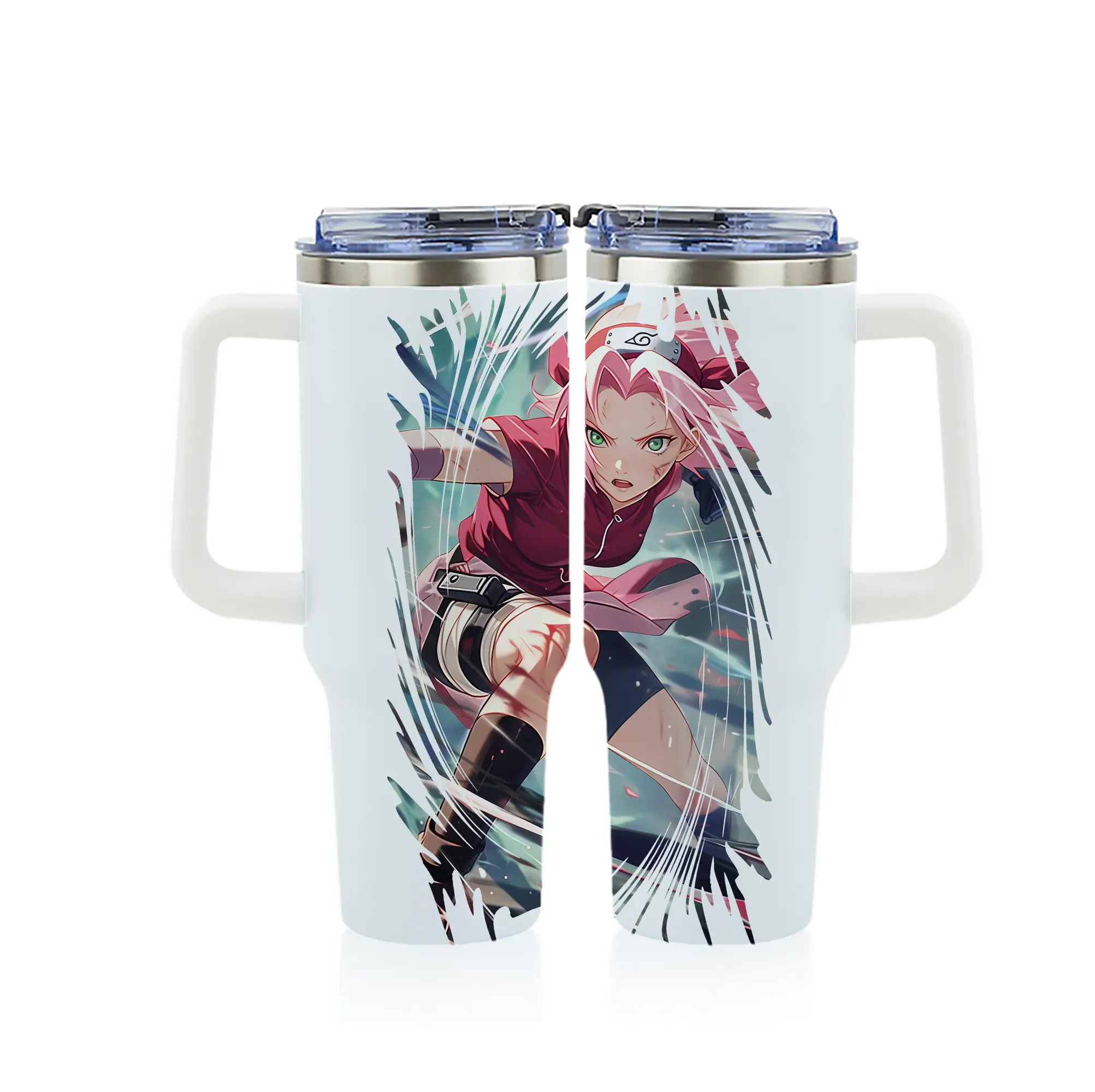 ナルト グッズ はるの さくら - 1200mL フルプリント車用タンブラー ・ 304ステンレス 内側 ・ 201ステンレス 外側 ・ 保温 保冷 ・ 通勤 ドライブ アウトドア用