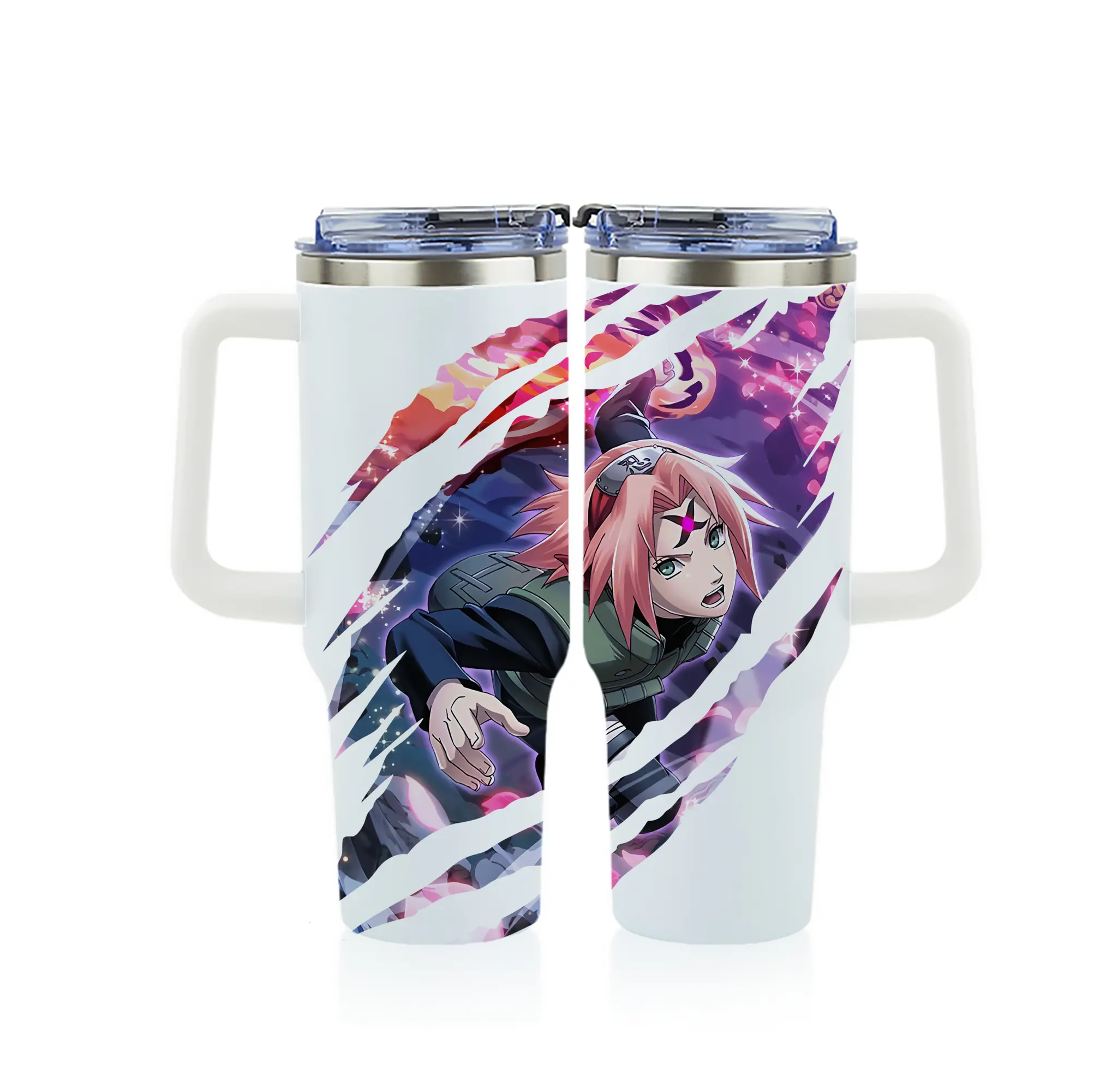 ナルト グッズ はるの さくら - 1200mL フルプリント車用タンブラー ・ 304ステンレス 内側 ・ 201ステンレス 外側 ・ 保温 保冷 ・ 通勤 ドライブ アウトドア用