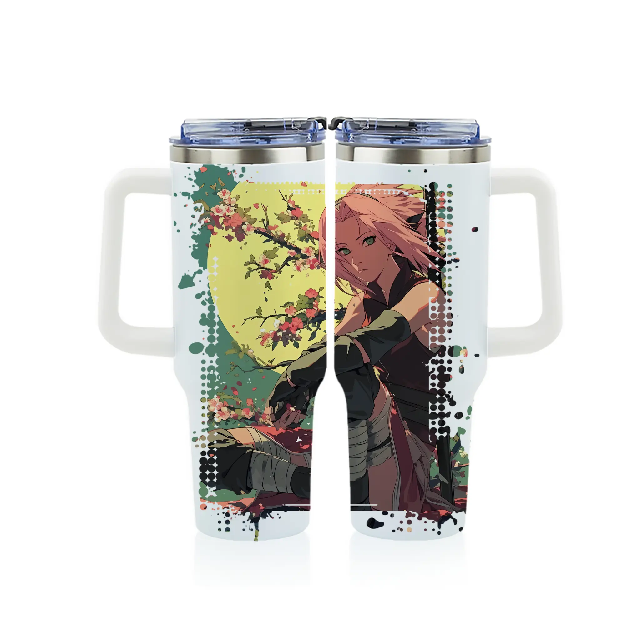 ナルト グッズ はるの さくら - 1200mL フルプリント車用タンブラー ・ 304ステンレス 内側 ・ 201ステンレス 外側 ・ 保温 保冷 ・ 通勤 ドライブ アウトドア用