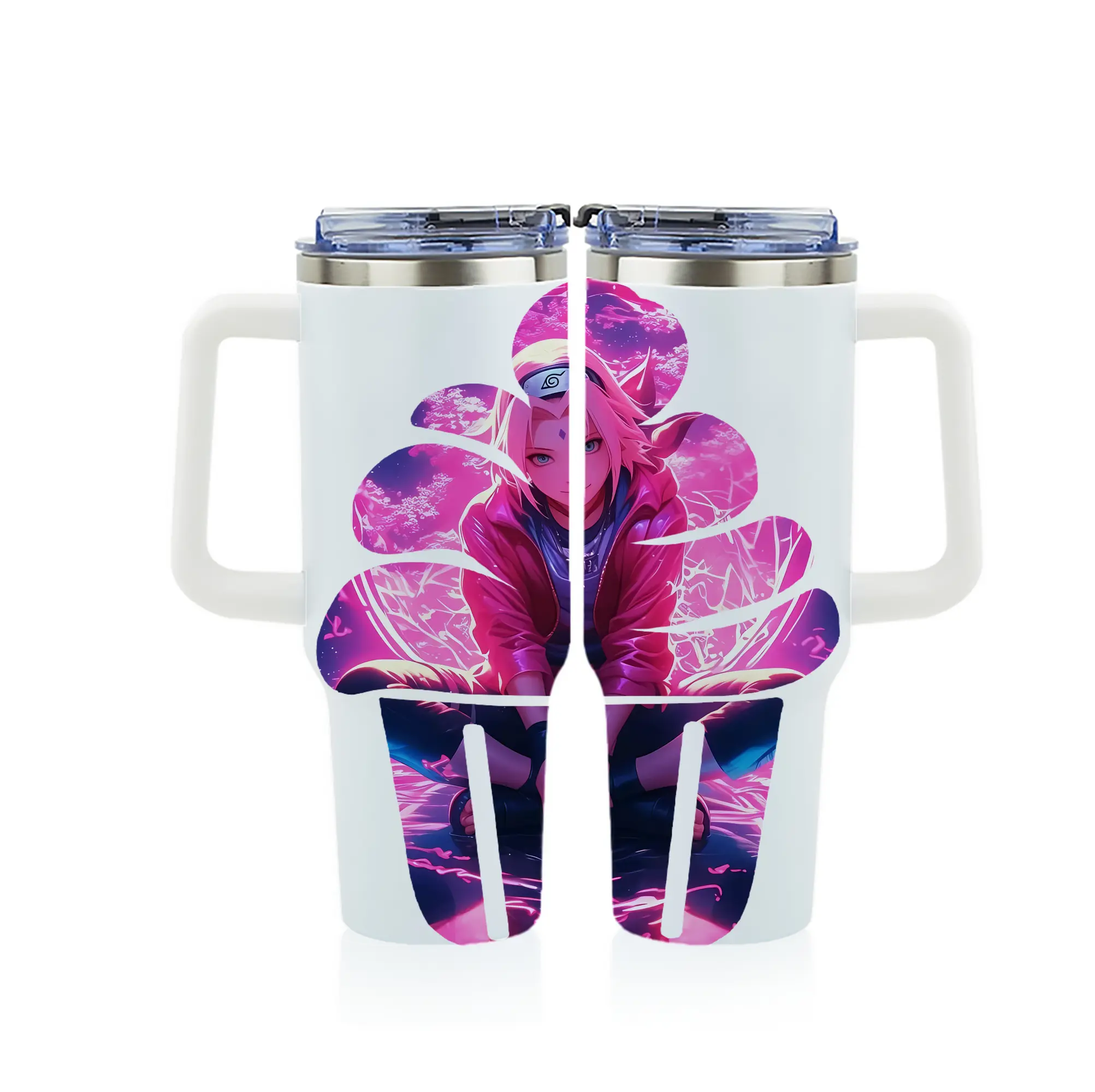 ナルト グッズ はるの さくら - 1200mL フルプリント車用タンブラー ・ 304ステンレス 内側 ・ 201ステンレス 外側 ・ 保温 保冷 ・ 通勤 ドライブ アウトドア用