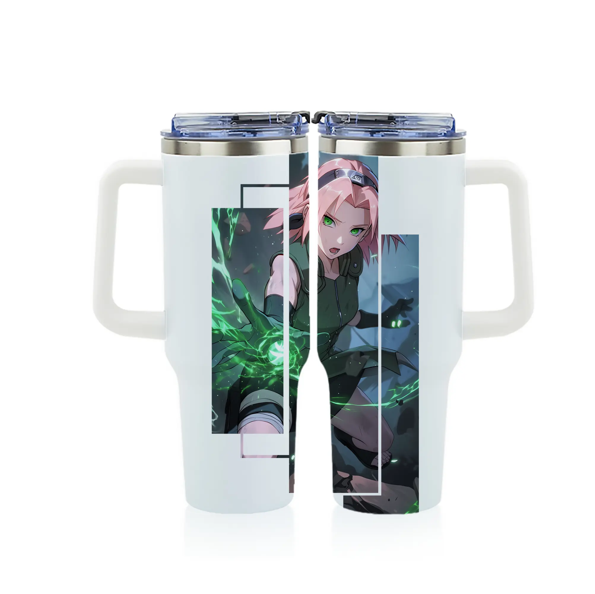 ナルト グッズ はるの さくら - 1200mL フルプリント車用タンブラー ・ 304ステンレス 内側 ・ 201ステンレス 外側 ・ 保温 保冷 ・ 通勤 ドライブ アウトドア用